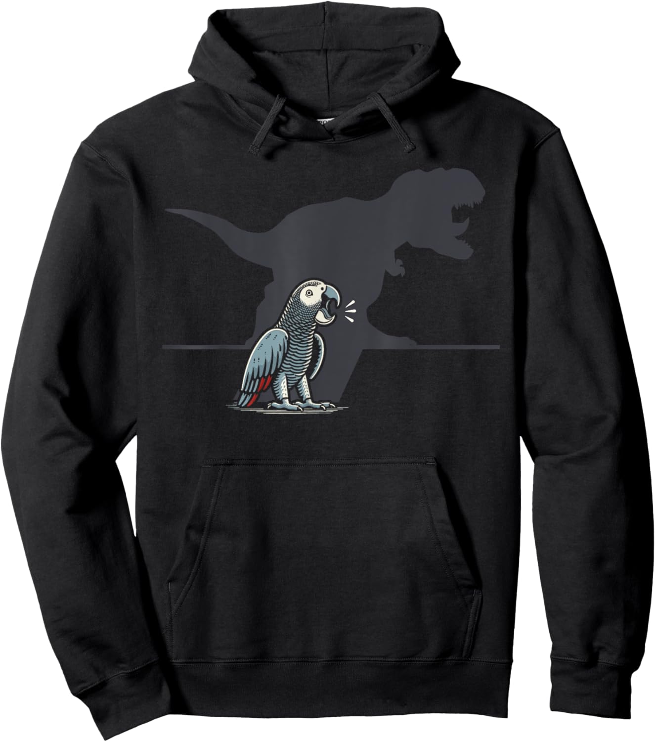 T Rex Screaming African Grey Parrot Hoodie - Hoodie | Black