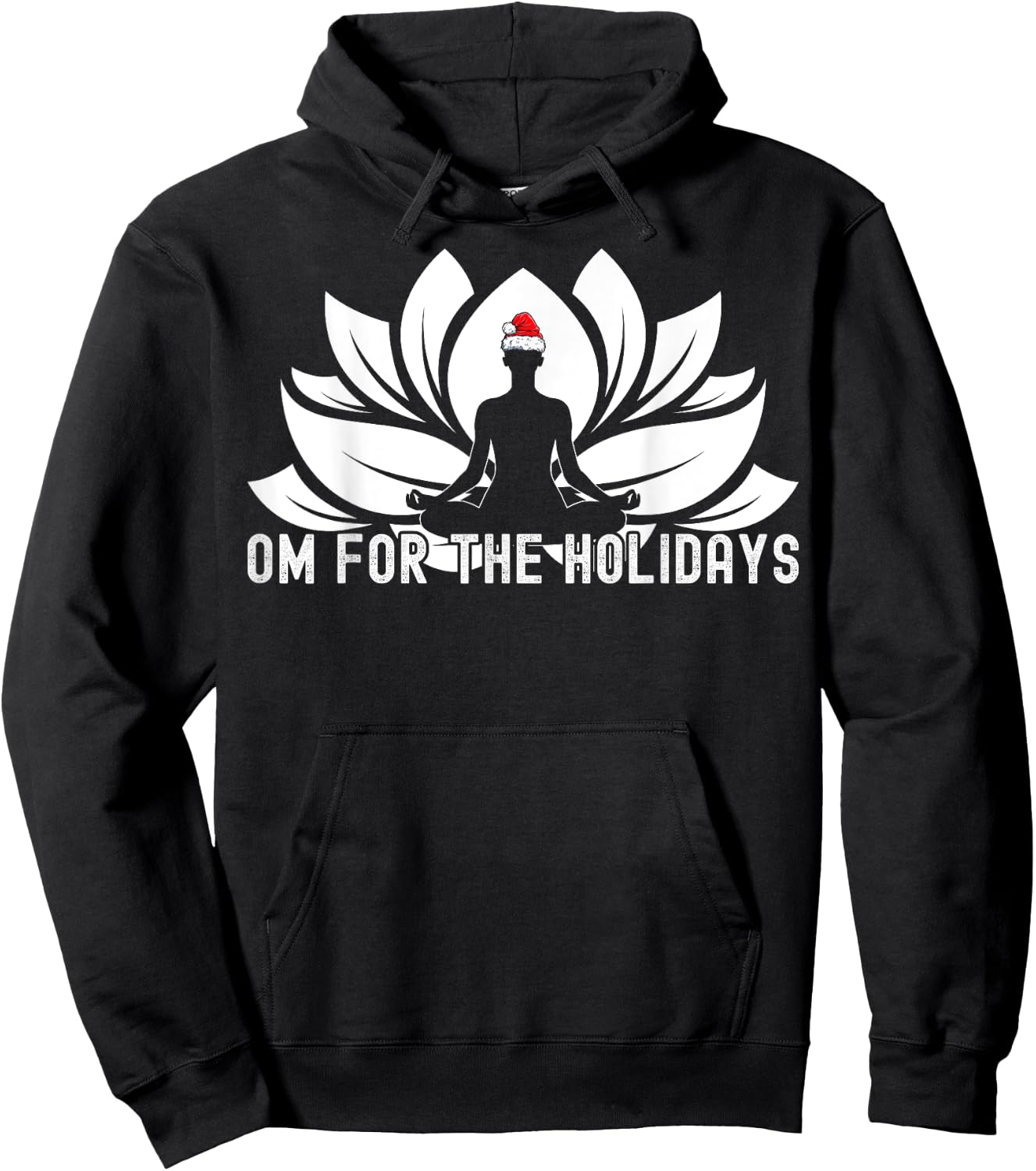 Om For The Holidays - Funny Christmas Yoga Lotus Santa Hat Hoodie - Hoodie | Black