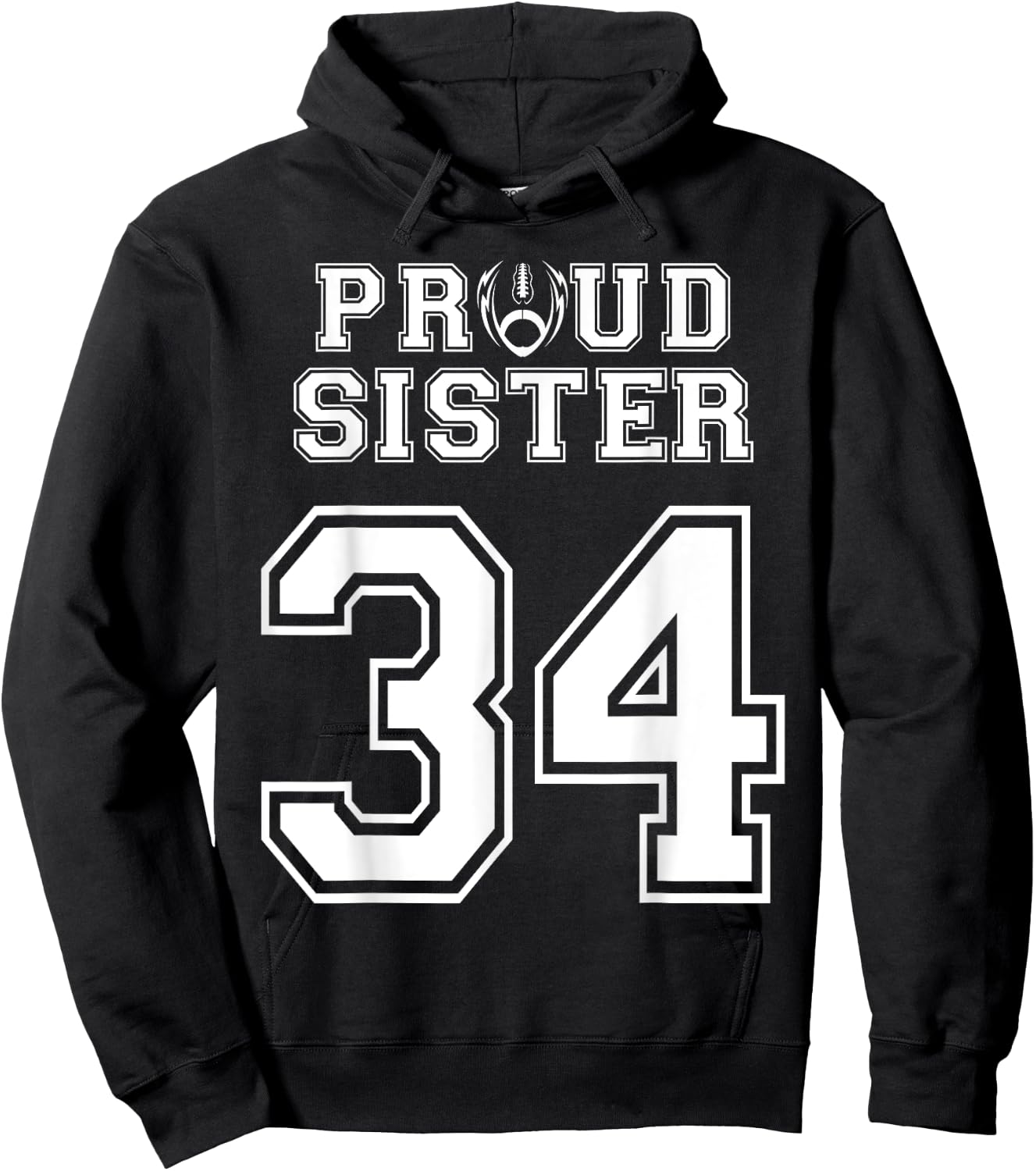 Custom Proud Football Sister Number 34 Personalized Women Hoodie - Hoodie | Black