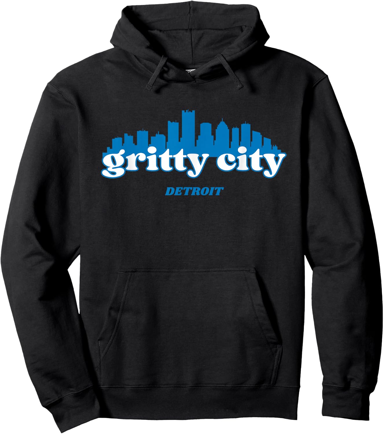 Gritty city Detroit Michigan Blue and White Hoodie - Hoodie | Black