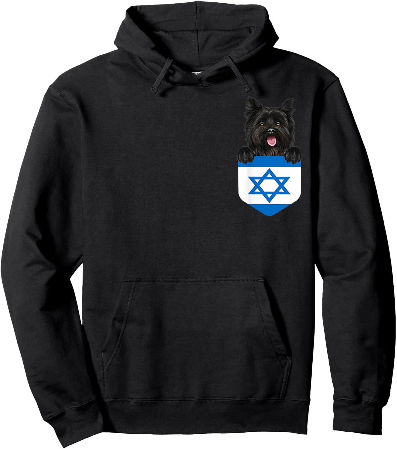 Israel Flag Cairn Terrier Dog In Pocket Hoodie - Hoodie | Black