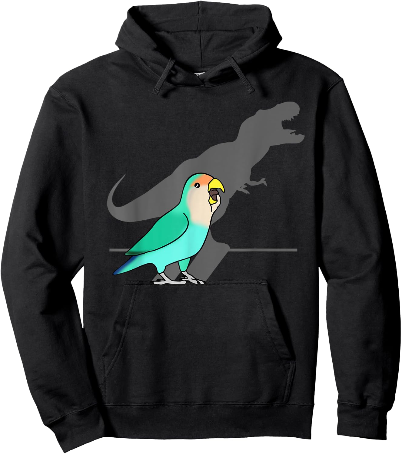 Funny Dinosaur T-Rex Shadow Dutch blue Peach faced Lovebird Hoodie - Hoodie | Black