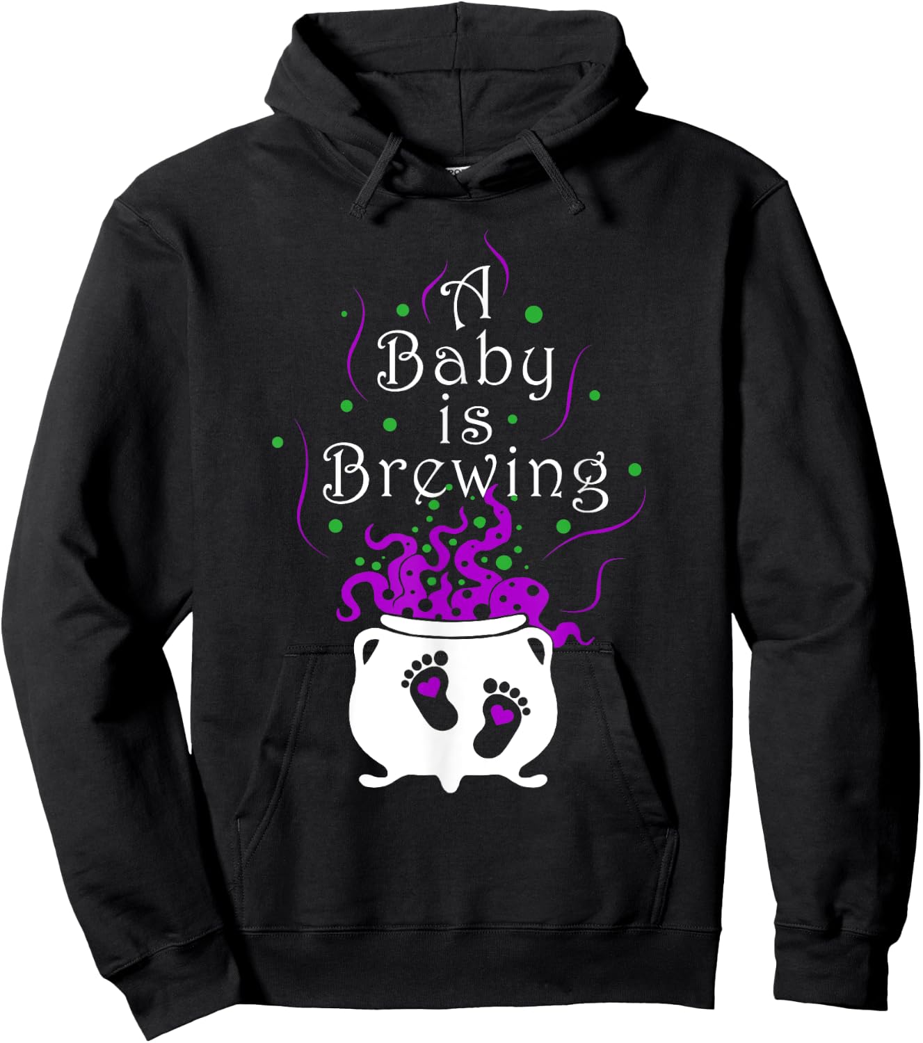 A Baby Is Brewing Black Cauldron Halloween Baby Pregnant Hoodie - Hoodie | Black