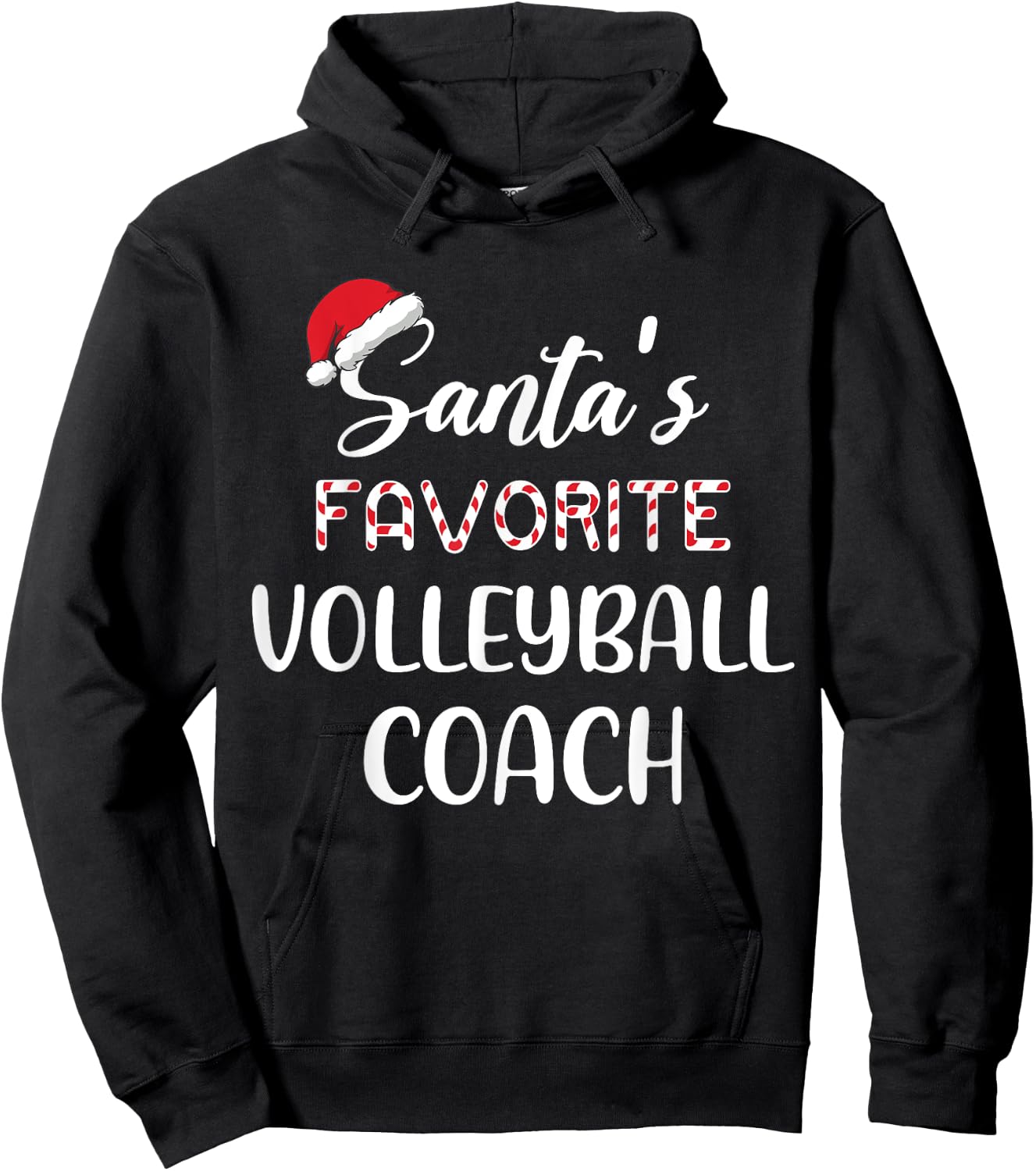 Santa's Favorite Volleyball Coach Pajama Christmas Funny Hoodie - Hoodie | Black