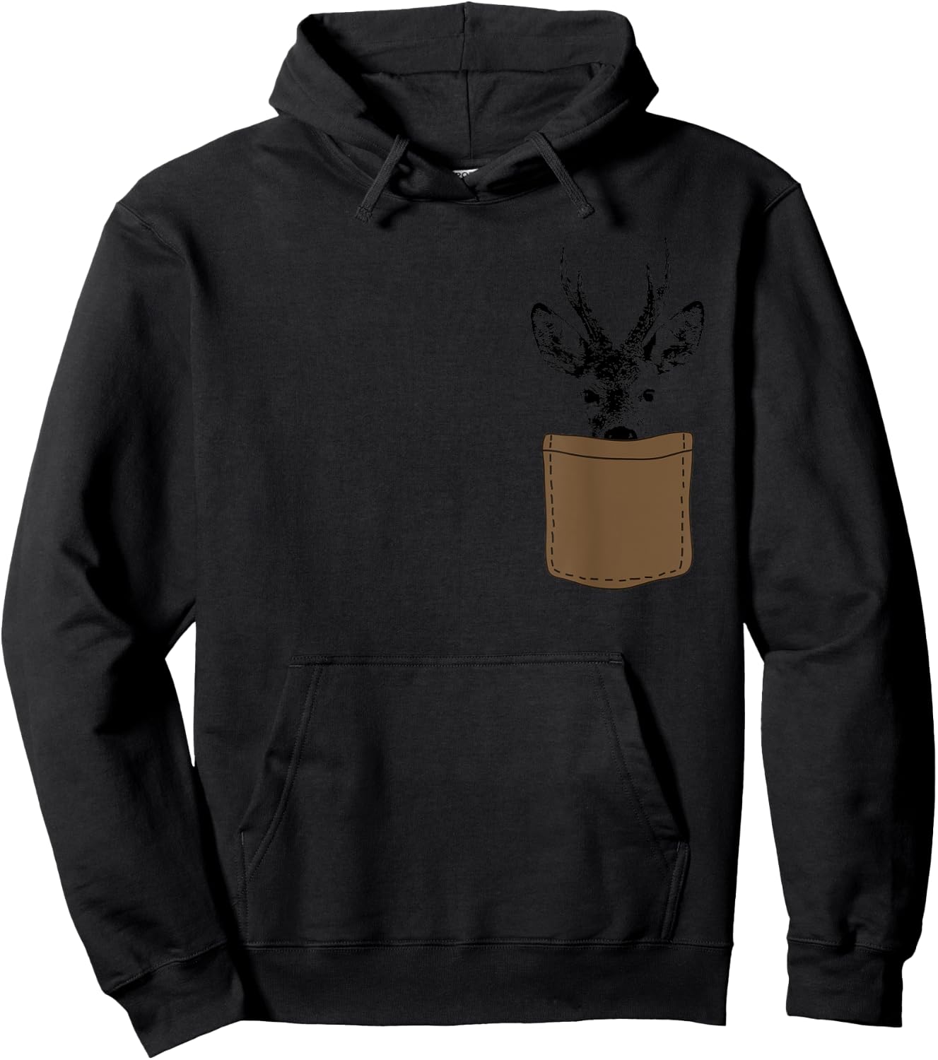 Funny Hunter Hunting with Rehbock in der Chest Pocket, Green Hoodie - Hoodie | Black