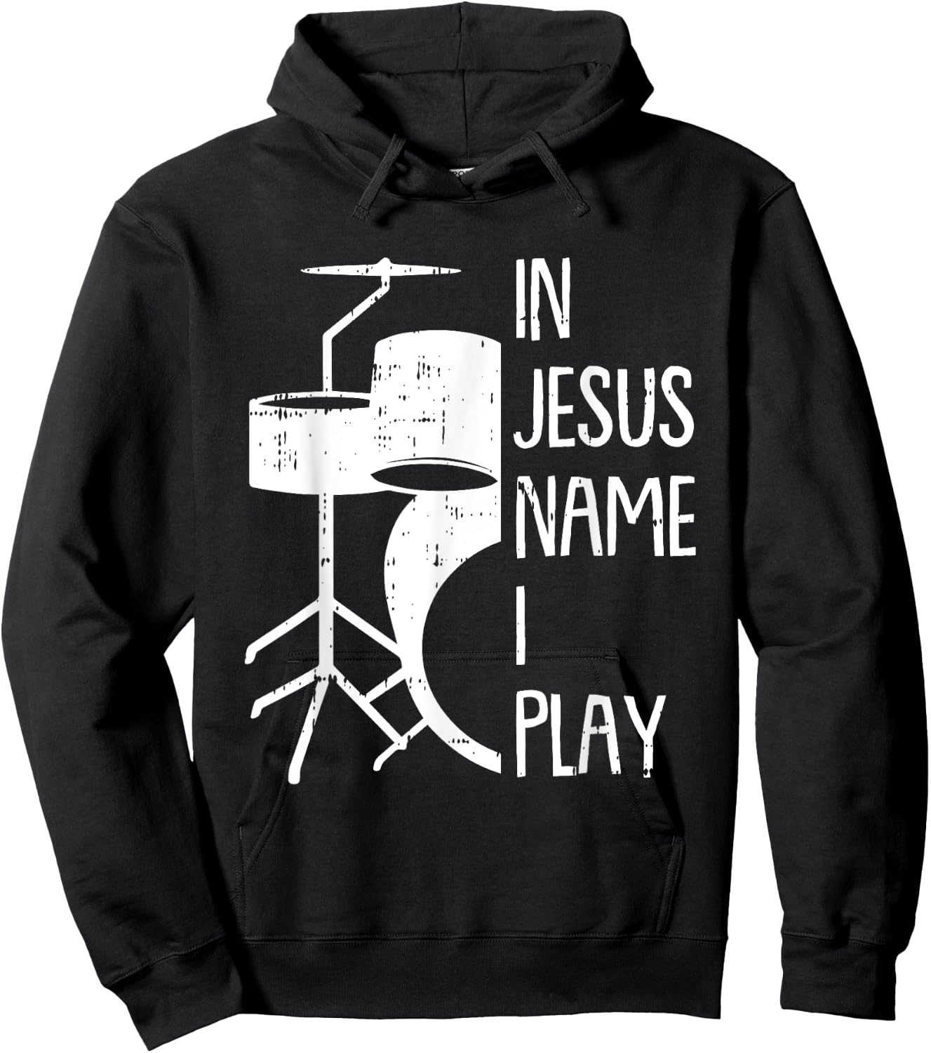 In Jesus Name Christmas Cool I Play Drum Christian Drummer Hoodie - Hoodie | Black