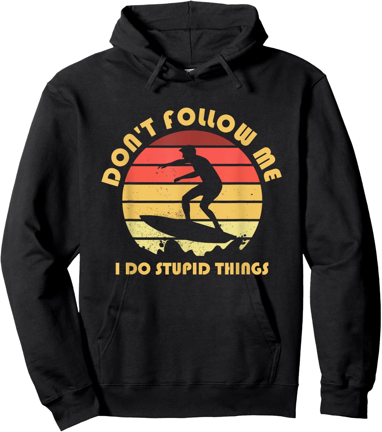Surfer Retro Vintage Stunts Surfing Surf Surfboard Sea Gift Hoodie - Hoodie | Black