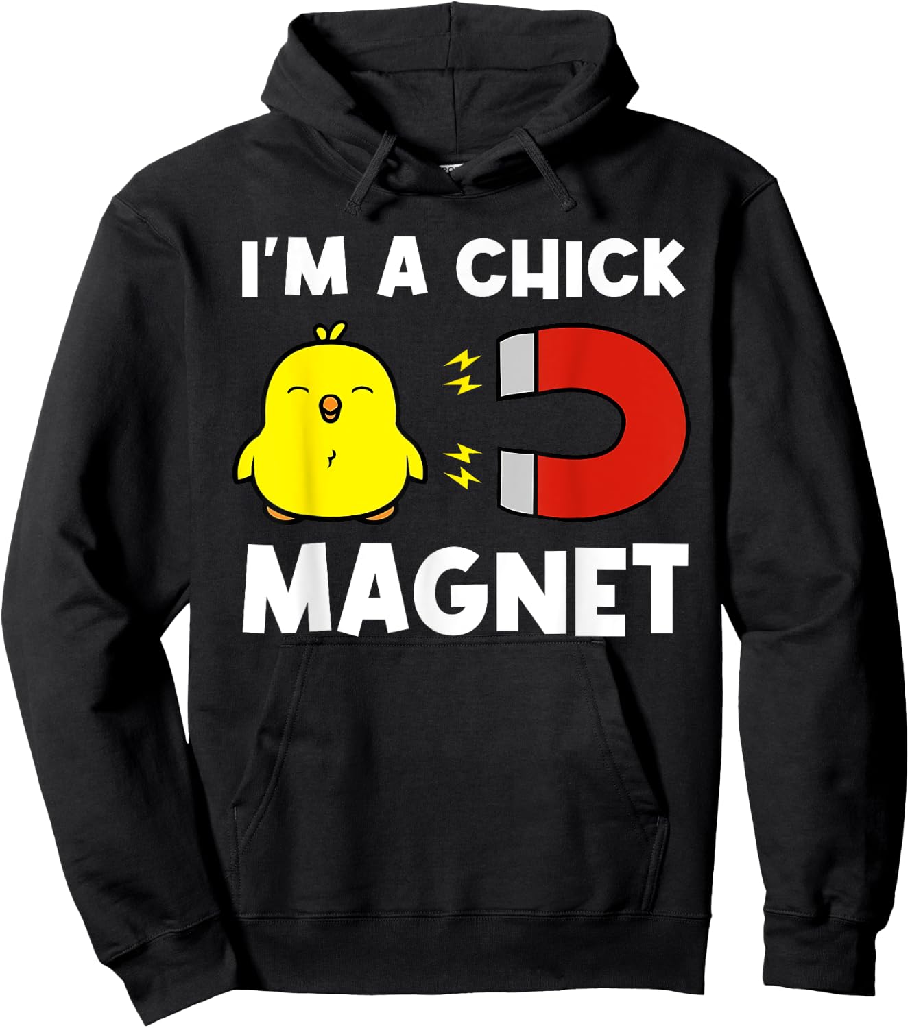 Chick Magnet Women Attraction Pun Joke Humor Funny Men Guy Hoodie - Hoodie | Black