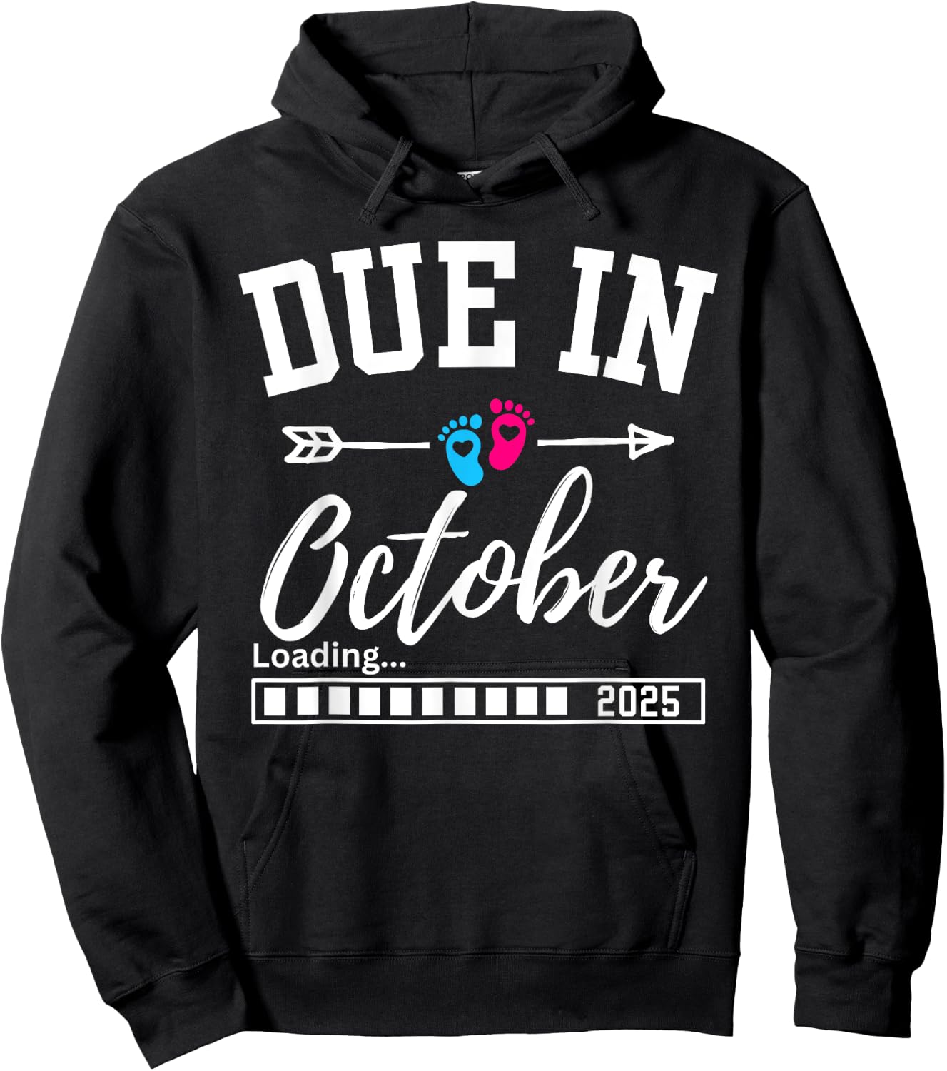 Due In October Loading 2025 New Baby Pregnancy Announcement Hoodie - Hoodie | Black