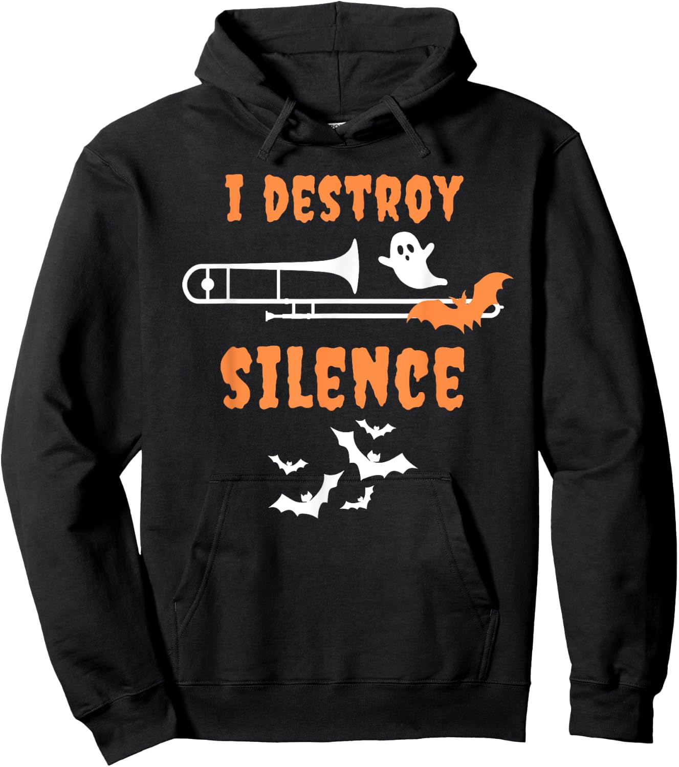 Halloween Trombone Musician School Band Spooky Hoodie - Hoodie | Black