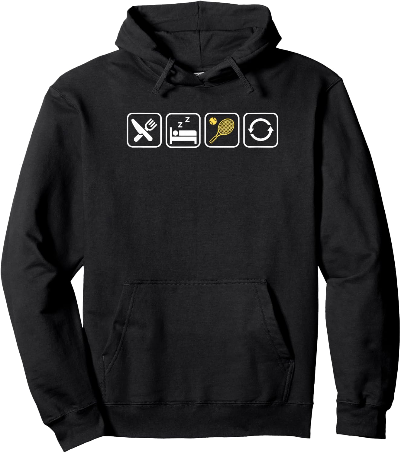 Funny Eat Sleep TENNIS Repeat Apparel for Tennis Lovers Hoodie - Hoodie | Black