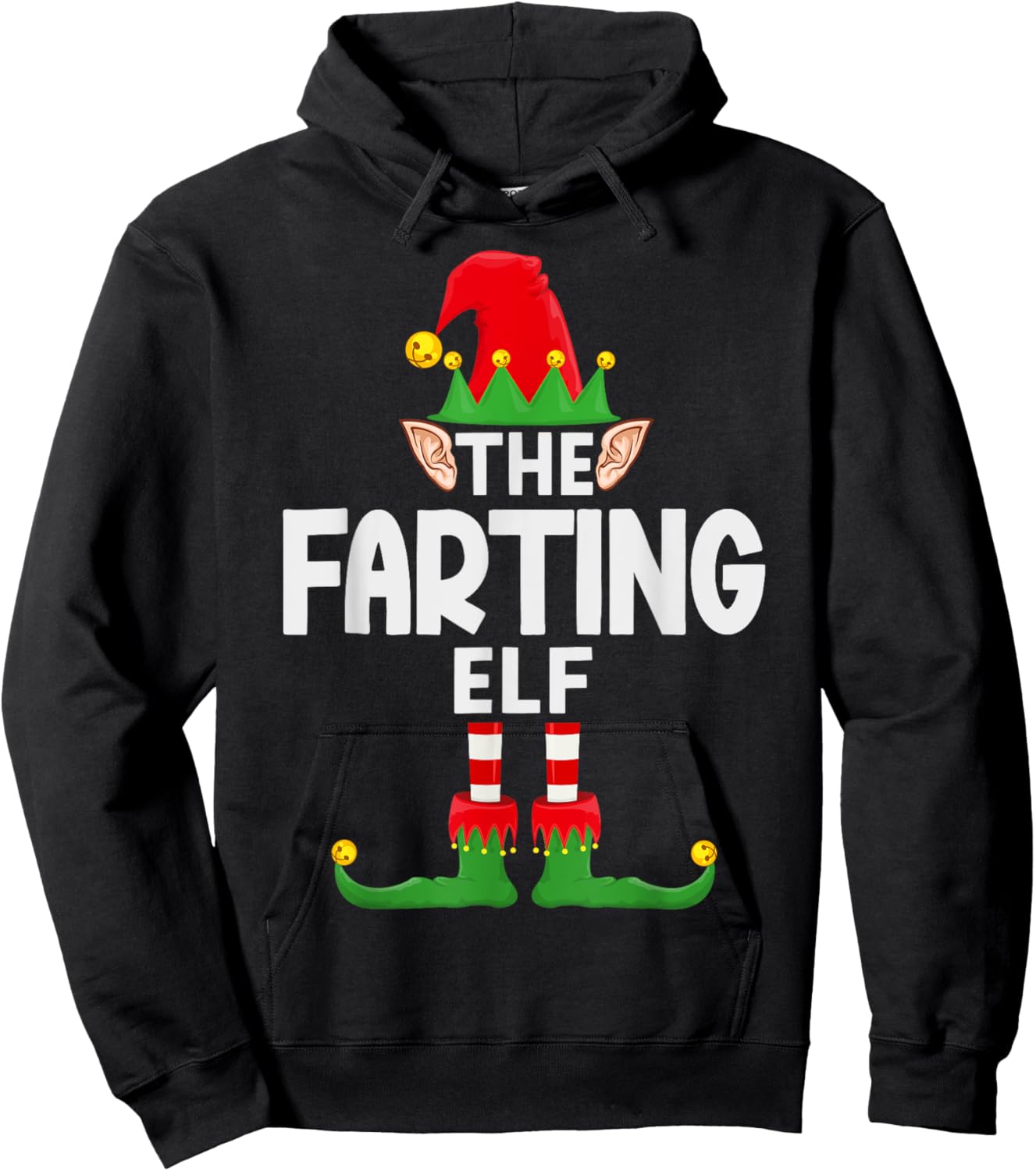 The Farting Elf Family Christmas Pajama Party Hoodie - Hoodie | Black