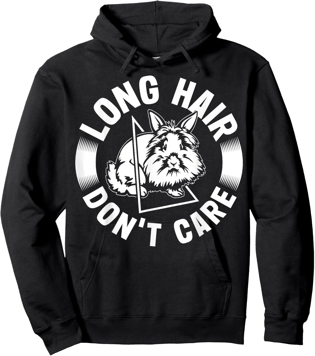 Long Hair - Don'T Care - Lionhead Rabbit Hoodie - Hoodie | Black
