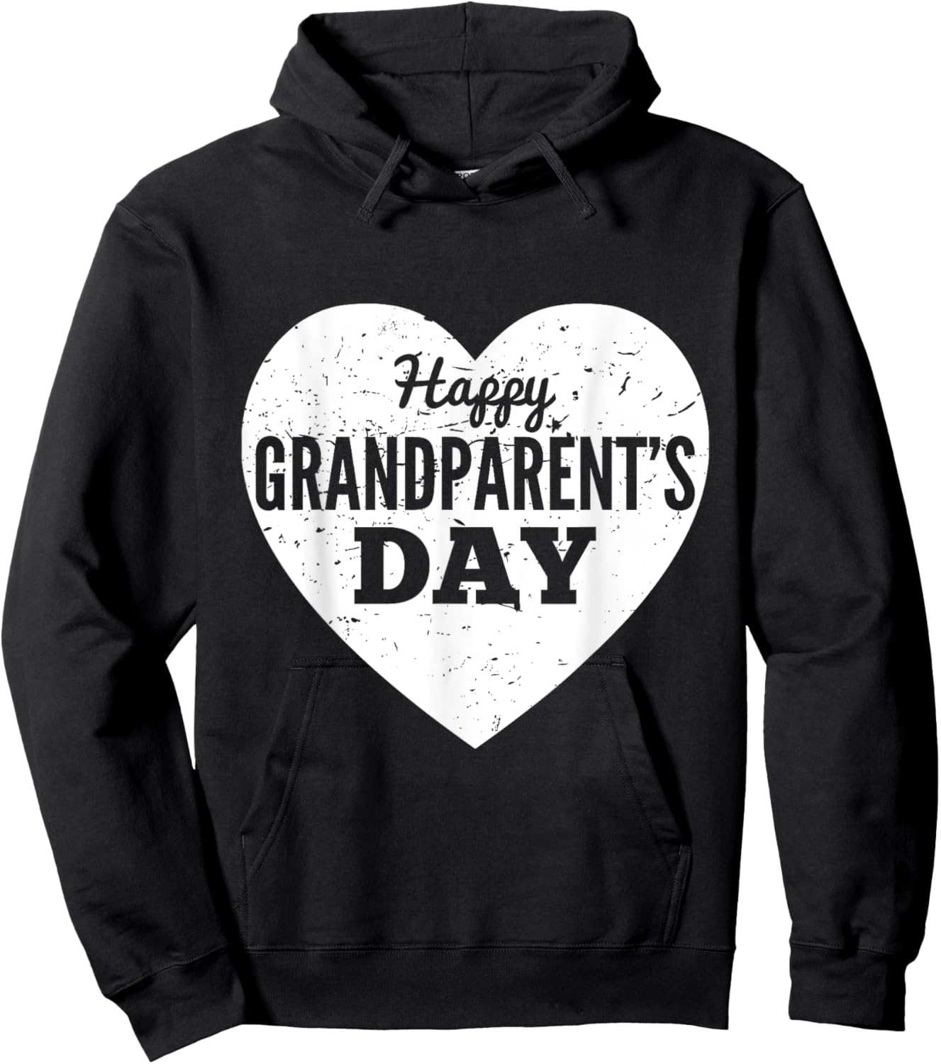 Heart Happy Grand Parents Day Grandma Grandpa Hoodie - Hoodie | Black