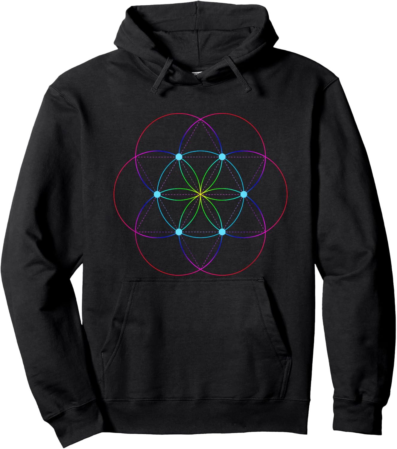 Rainbow Seed of Life Sacred Geometry Shirt Hoodie - Hoodie | Black