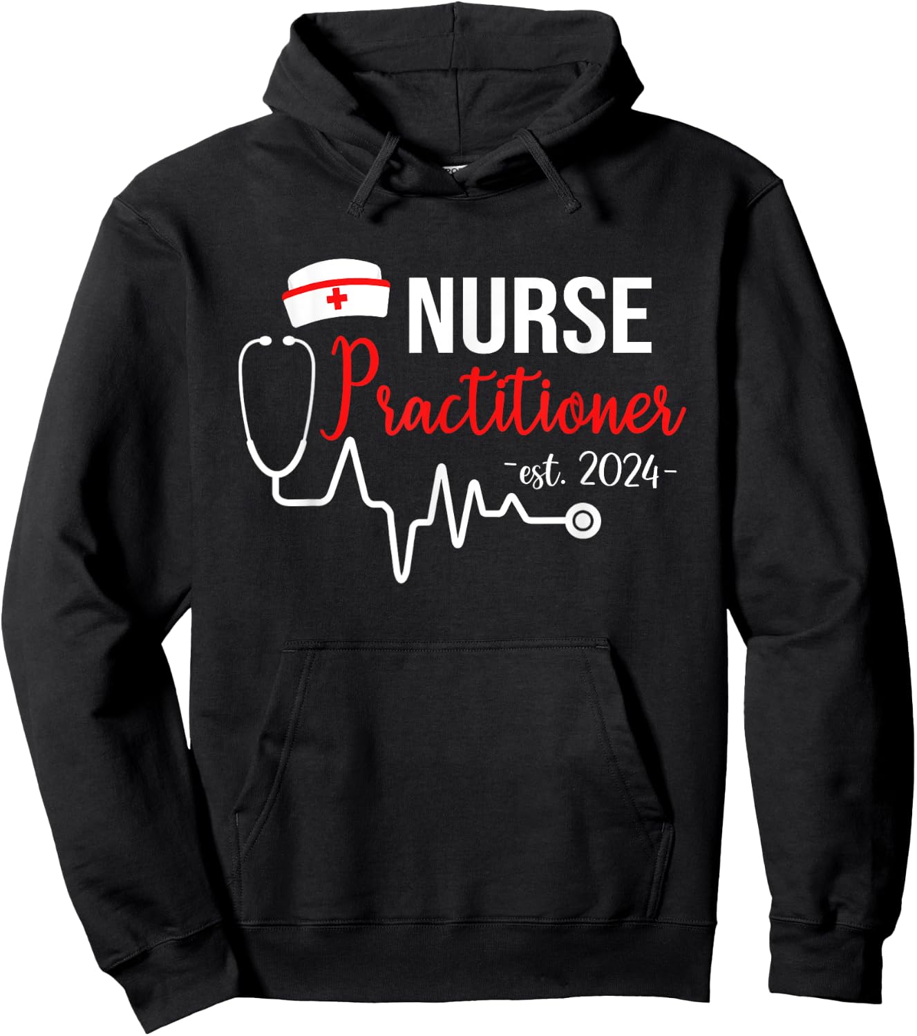 Nurse Practitioner Est 2024 NP Graduation Nursing School Hoodie - Hoodie | Black
