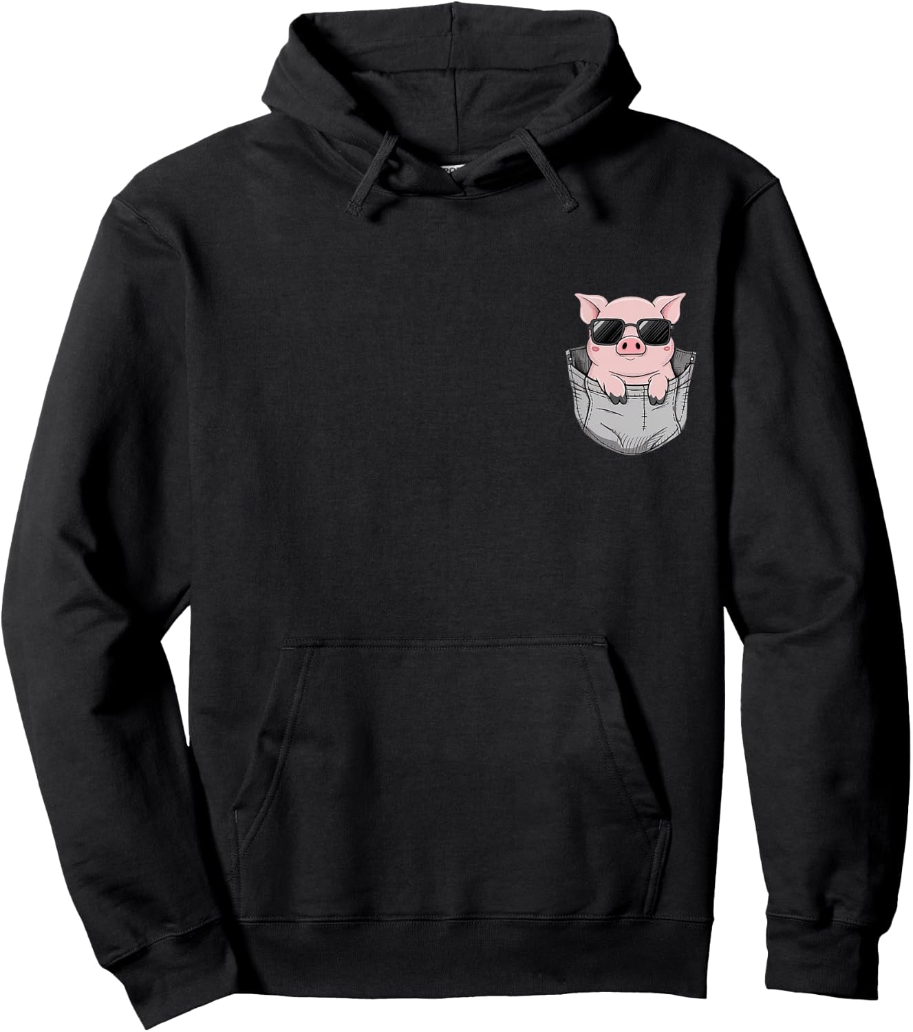 Pig in Pocket Hoodie - Hoodie | Black