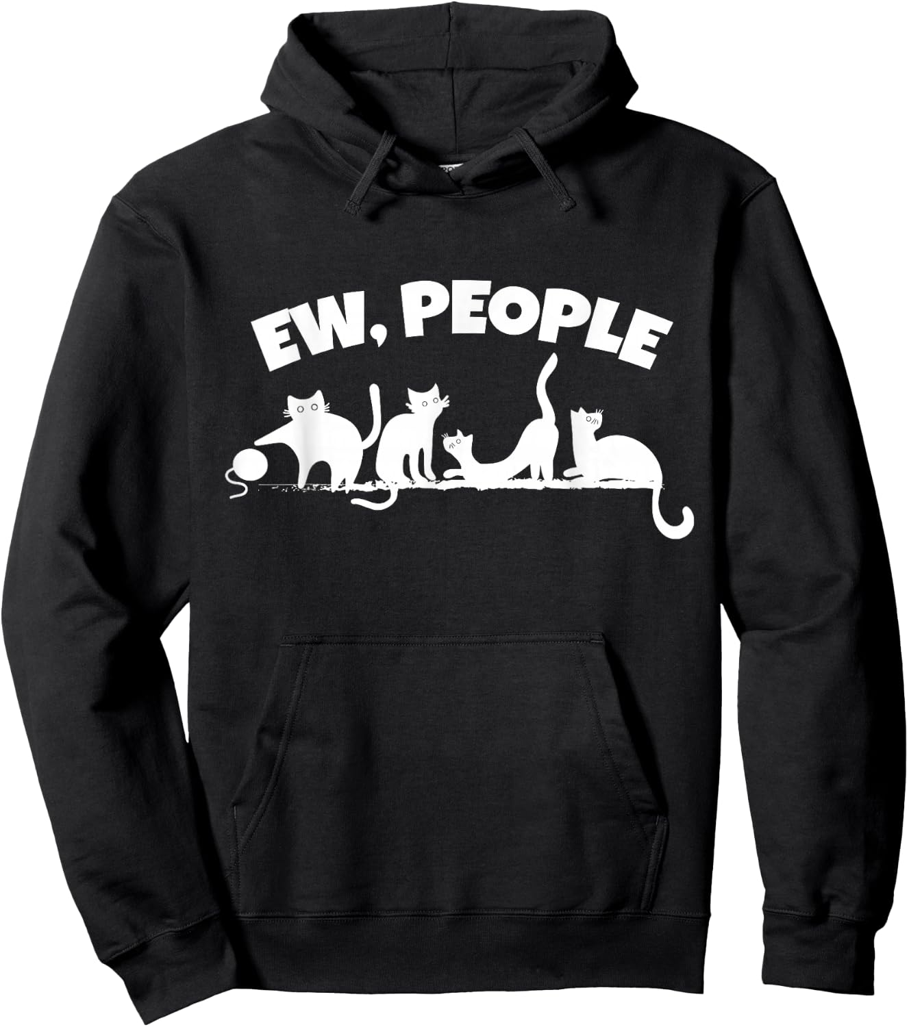 Funny Cat Ew People Introvert Humor Cute Antisocial Pets Cat Hoodie - Hoodie | Black
