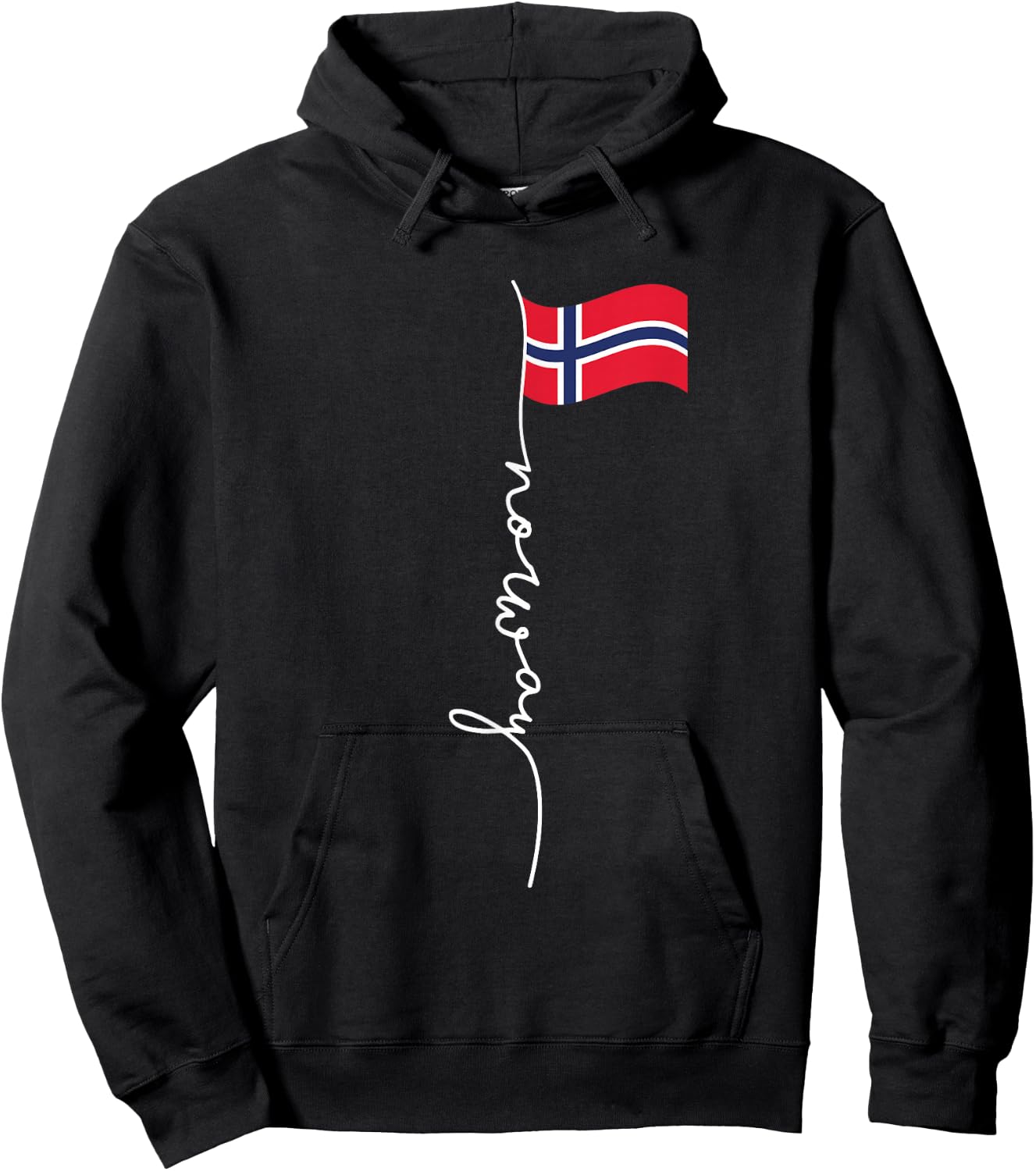 Family Heritage Gifts Norway Signature Flag Pole - Patriotic Norwegian Flag , Black, Small Hoodie - Hoodie | Black