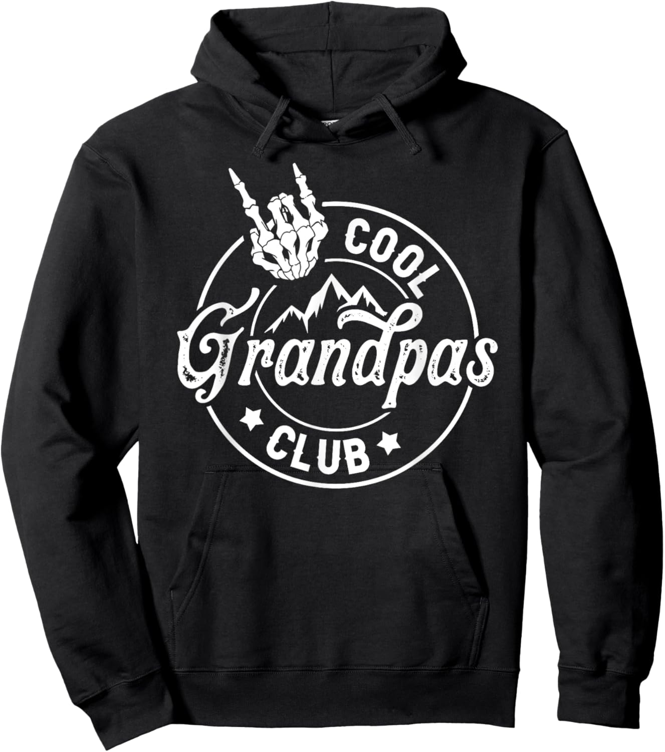 Funny Grandpa Fathers Day Cool Grandpas Club Skeleton Hand Hoodie - Hoodie | Black
