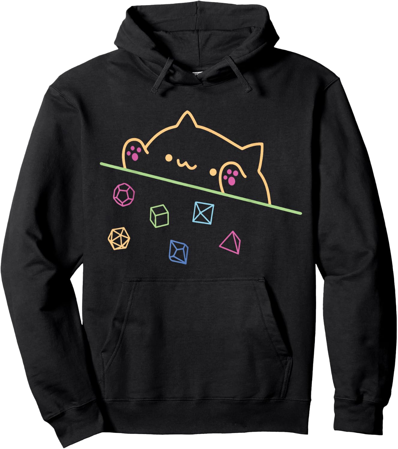 Neon Dice Cat Colorfull Paw Animal Cute Cat Funny Neon Men Women Girls Kids Hoodie - Hoodie | Black