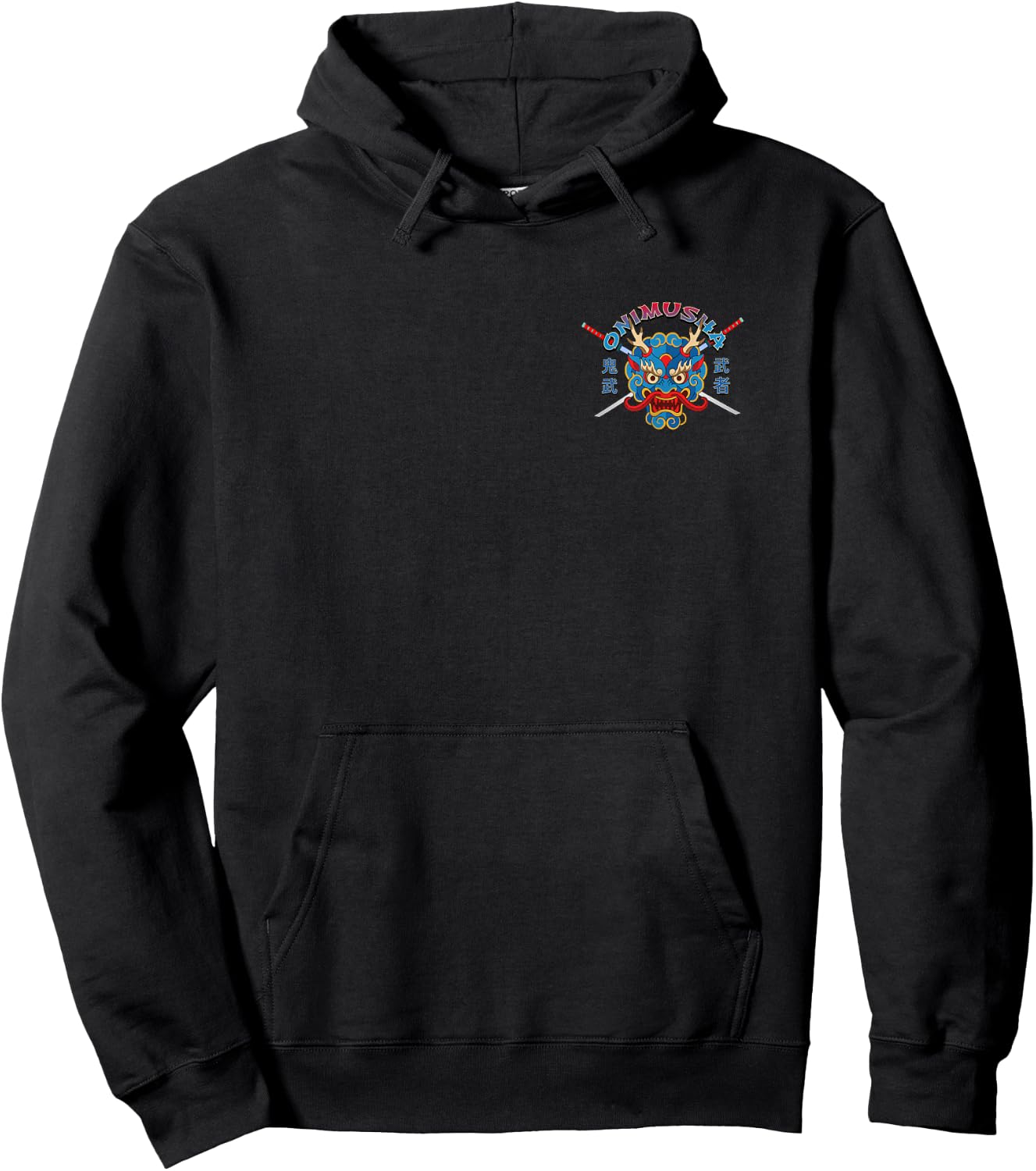 Japanese Ukiyo-e Style Samurai Geisha Skeleton and Oni Mask Hoodie - Hoodie | Black