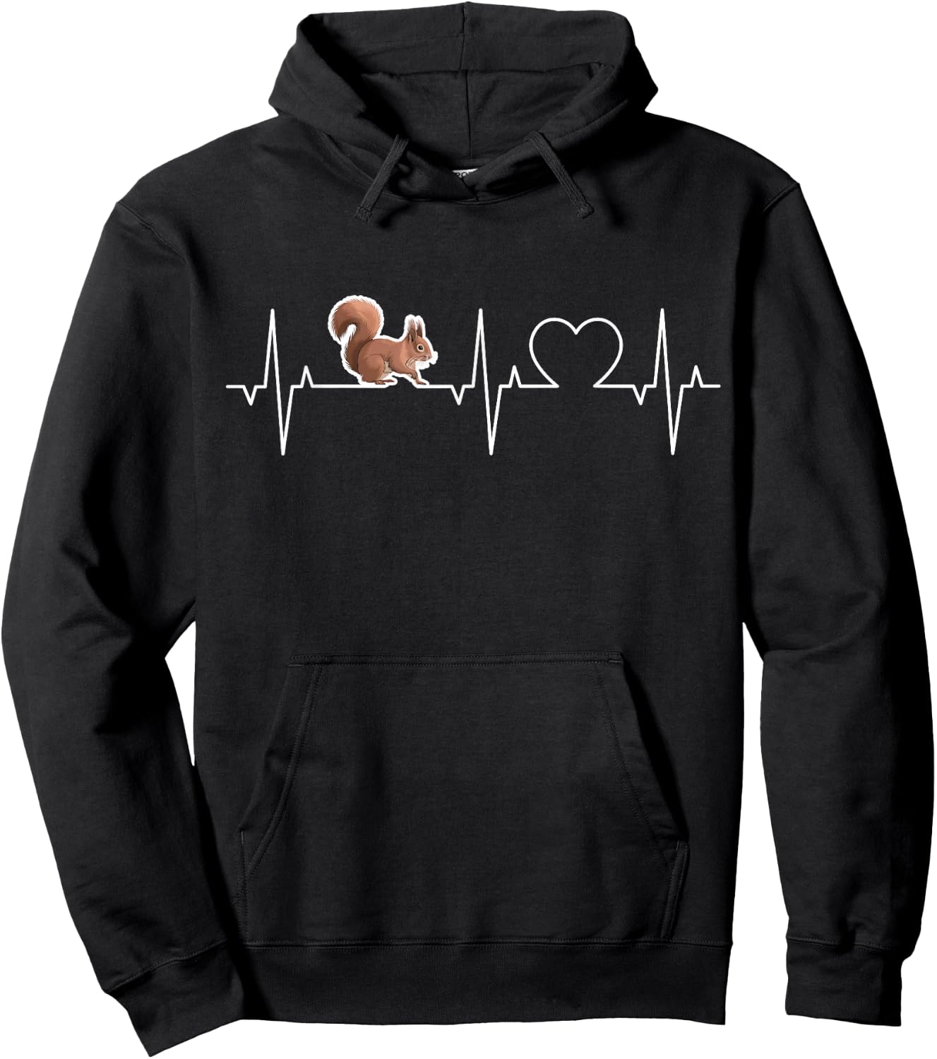 Squirrel Heartbeat Squirrel EKG Heart Squirrel , black Hoodie - Hoodie | Black