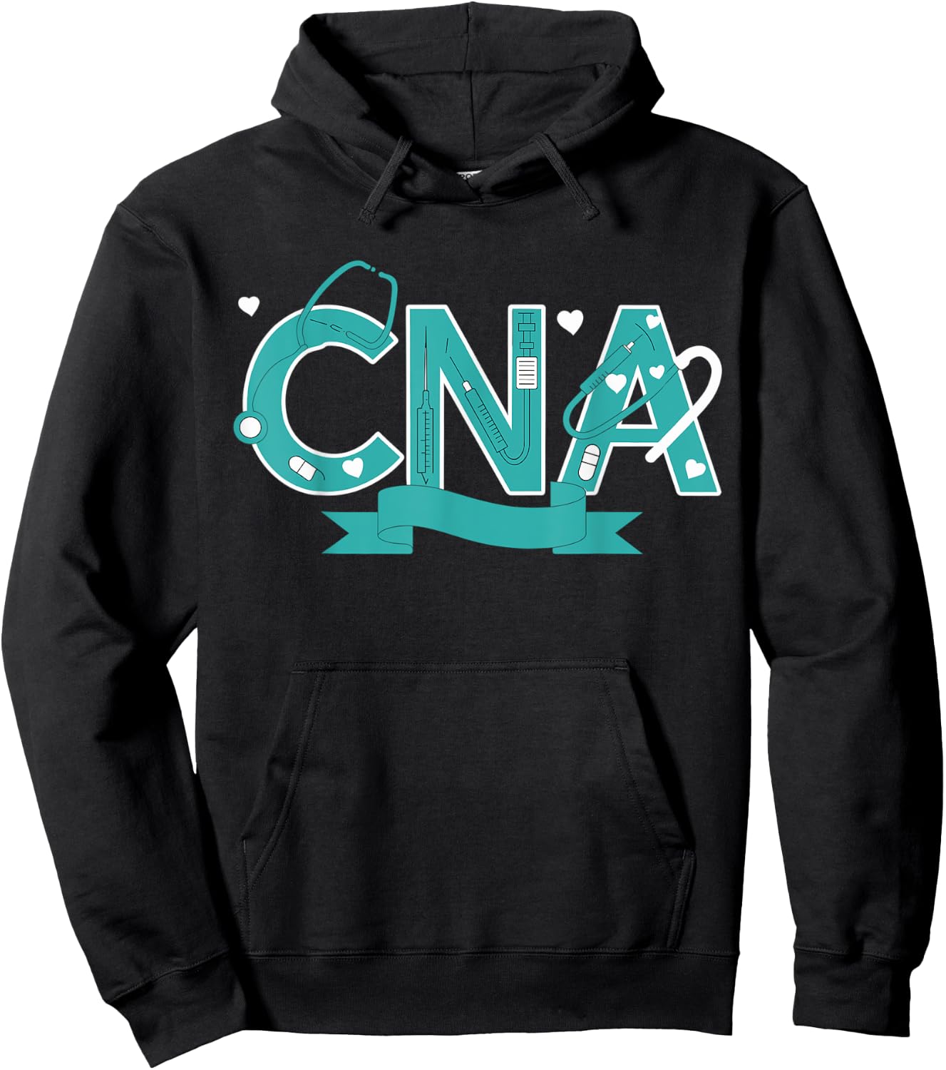 Cna Heart Stethoscope Teal Ribbon Cervical Cancer Awareness Hoodie - Hoodie | Black