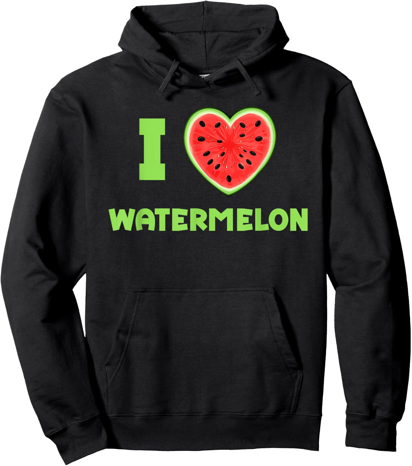 I Love Watermelon Heart Funny Melon Hoodie - Hoodie | Black