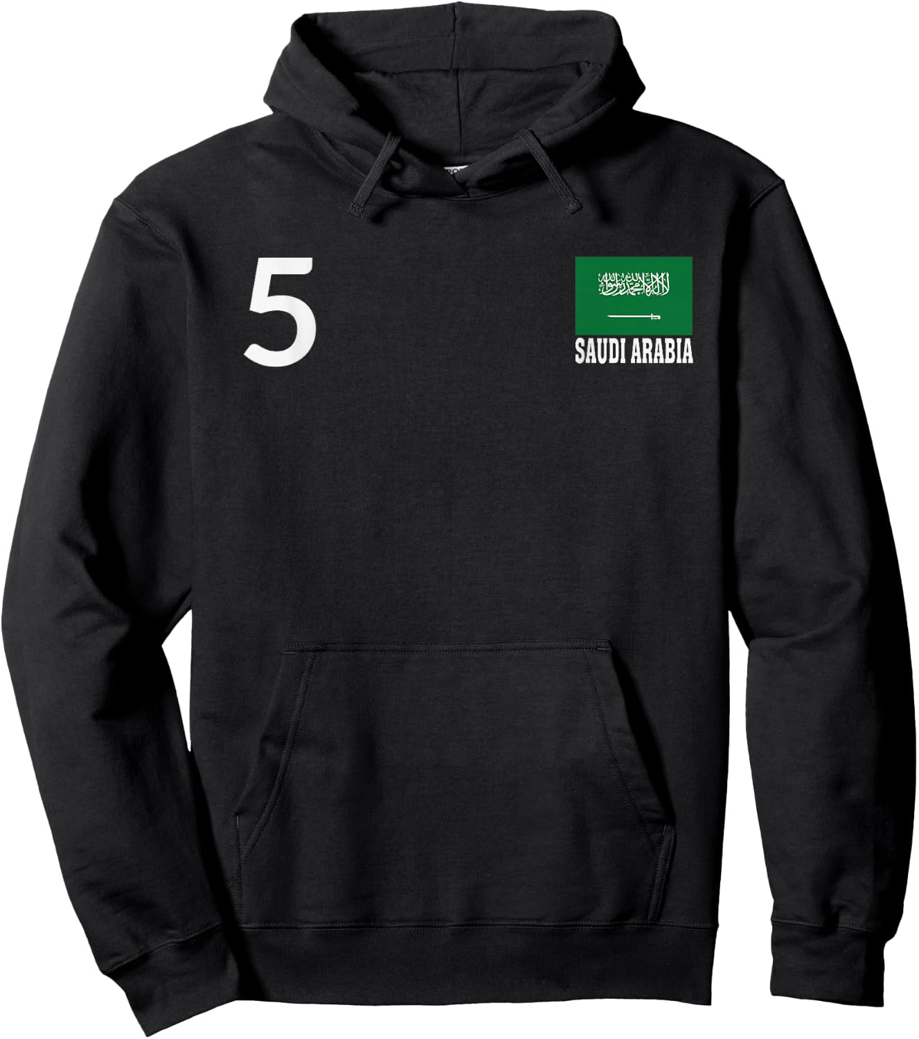 Saudi Arabia Number 5 National Flag Country Hoodie - Hoodie | Black