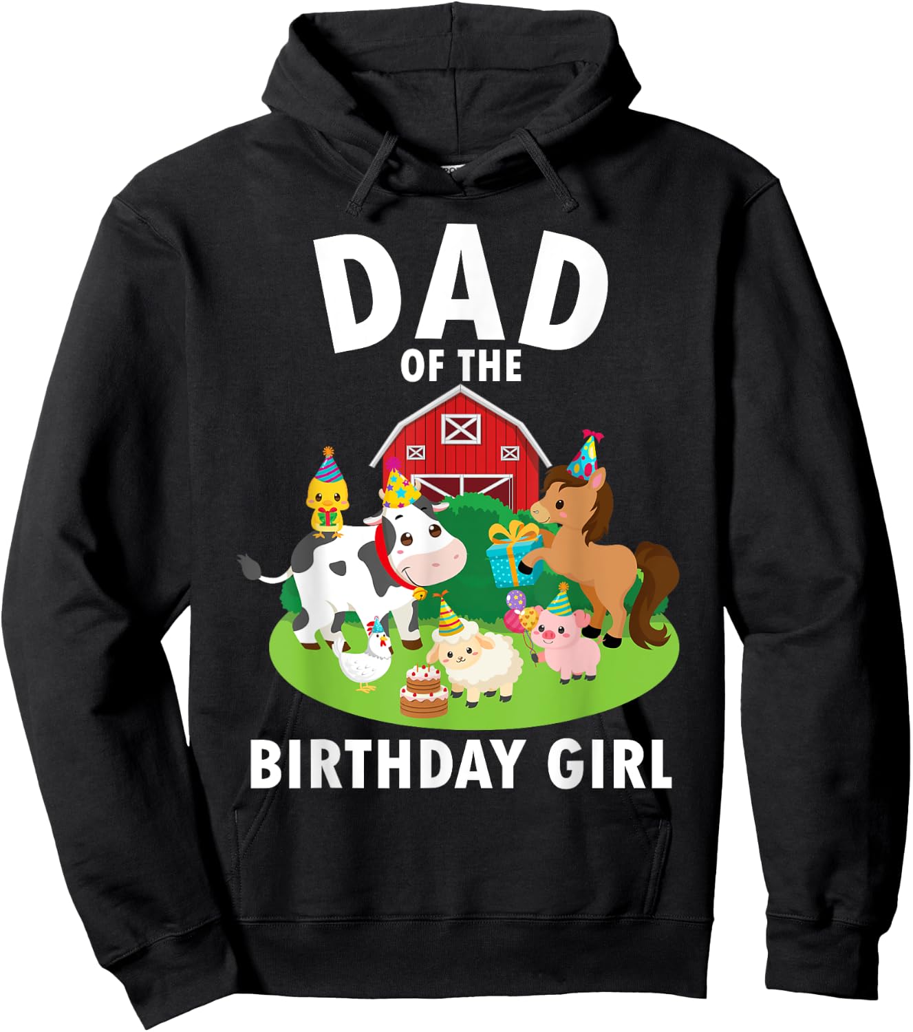 Dad Of The Birthday Girl Farm Animals Farm Theme Party Hoodie - Hoodie | Black