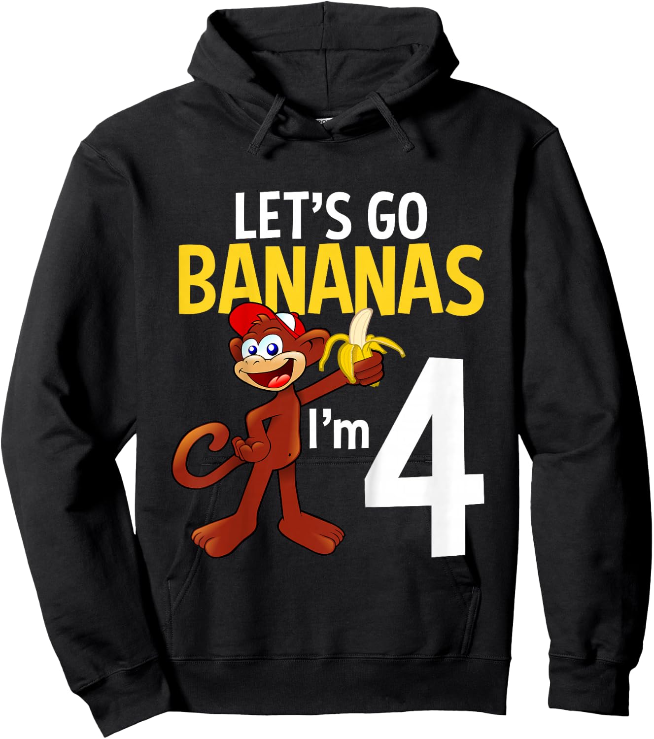4 Year Old Monkey Birthday Party Zoo Animal Theme 4th Gift Hoodie - Hoodie | Black
