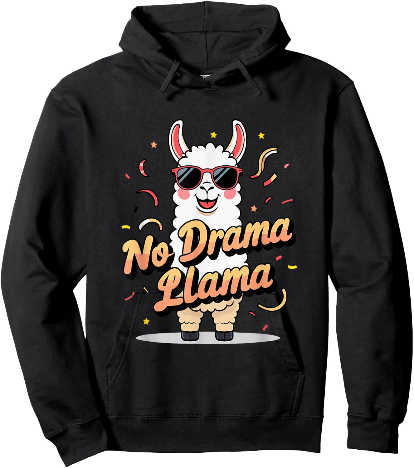 Cool No Drama Llama Party Design Hoodie - Hoodie | Black