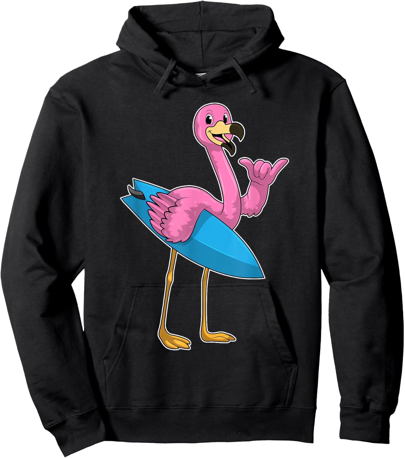 Flamingo Surfing Surfboard Summer Hoodie - Hoodie | Black