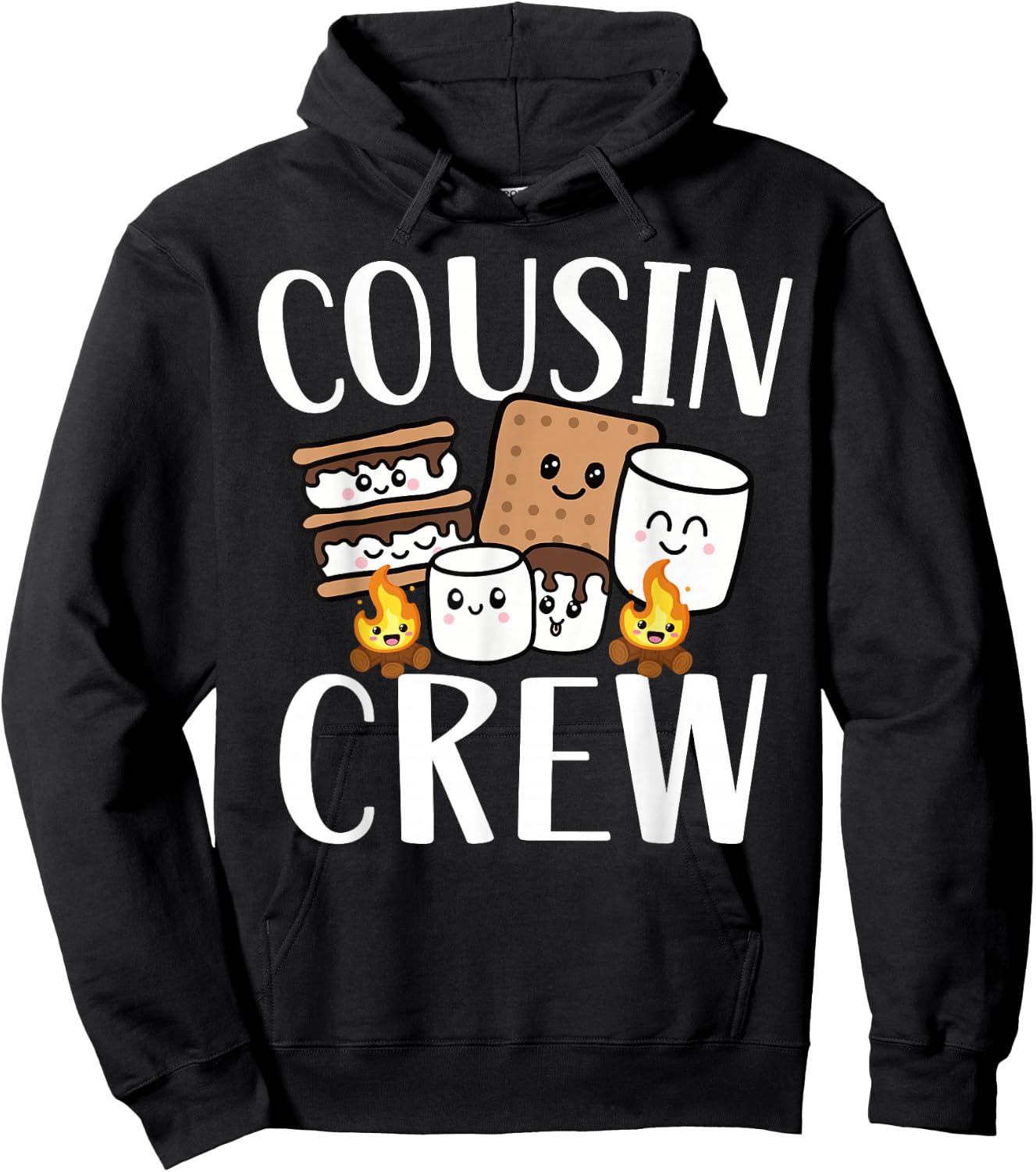 Cousin Crew 2024 Camping Trip Smore Campfire Group Squad Hoodie - Hoodie | Black