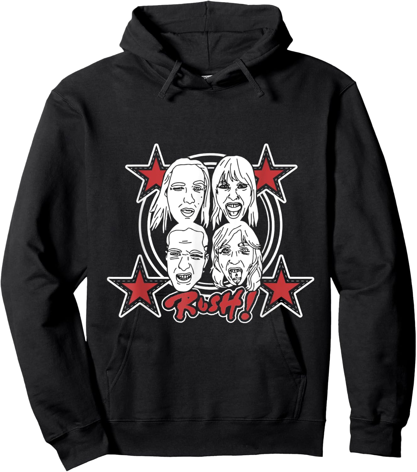 Måneskin RUSH! Faces & Red Starz , Black, S Hoodie - Hoodie | Black