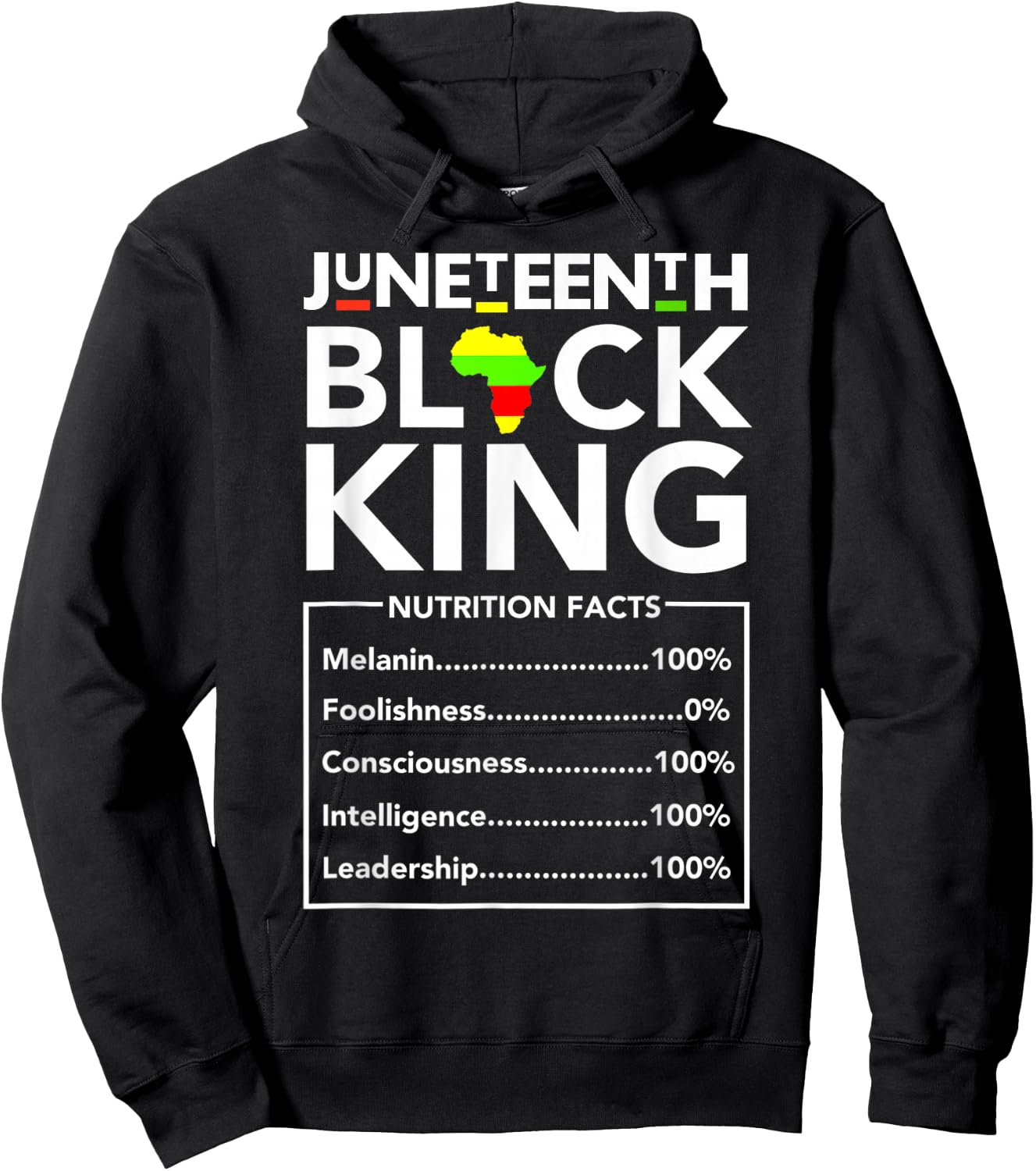 Juneteenth Black King Nutritional Facts Melanin Men Father Hoodie - Hoodie | Black