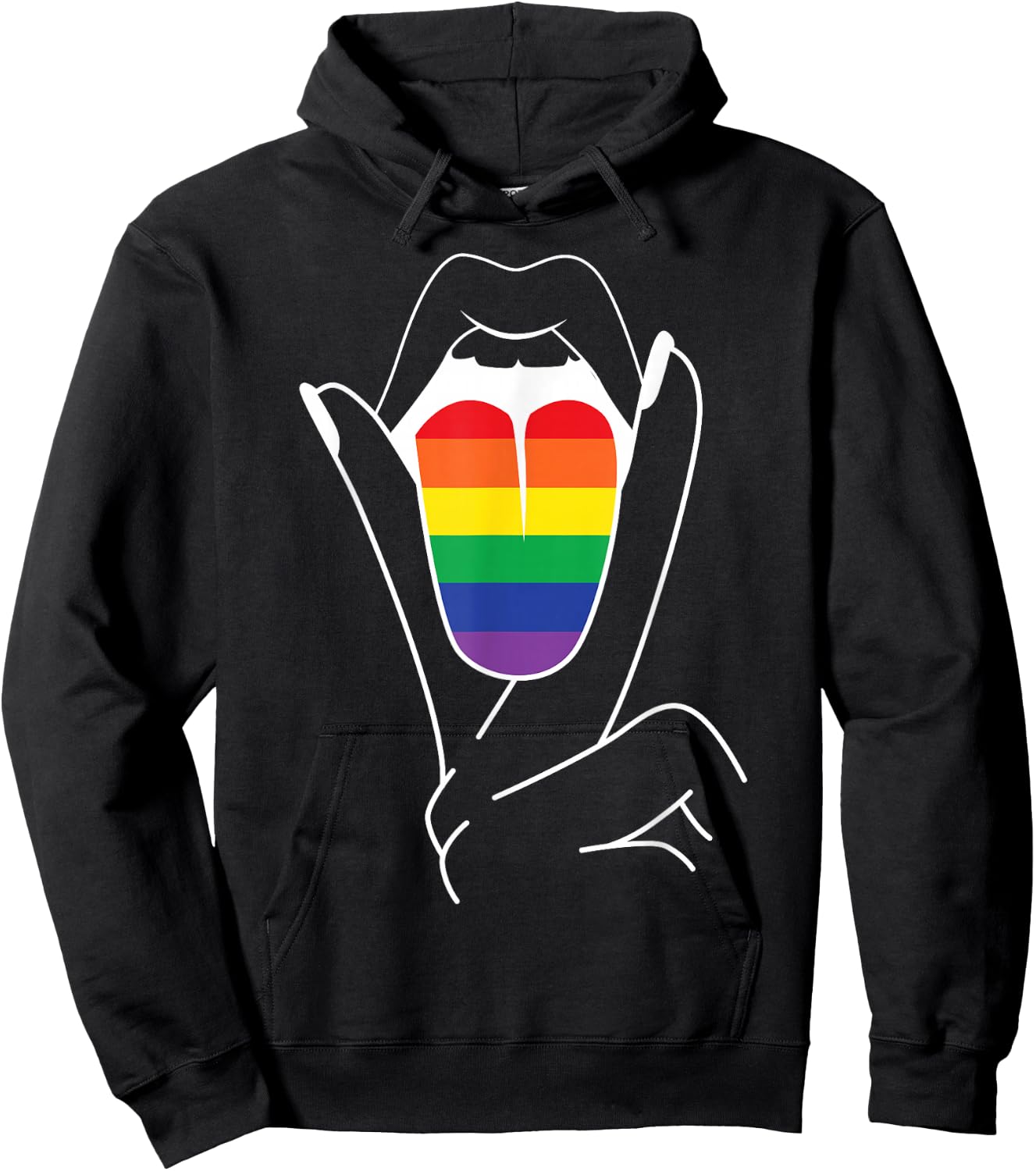 Rainbow Pride Tongue Adult Gay Party Lesbian Queer CSD LGBT Hoodie - Hoodie | Black