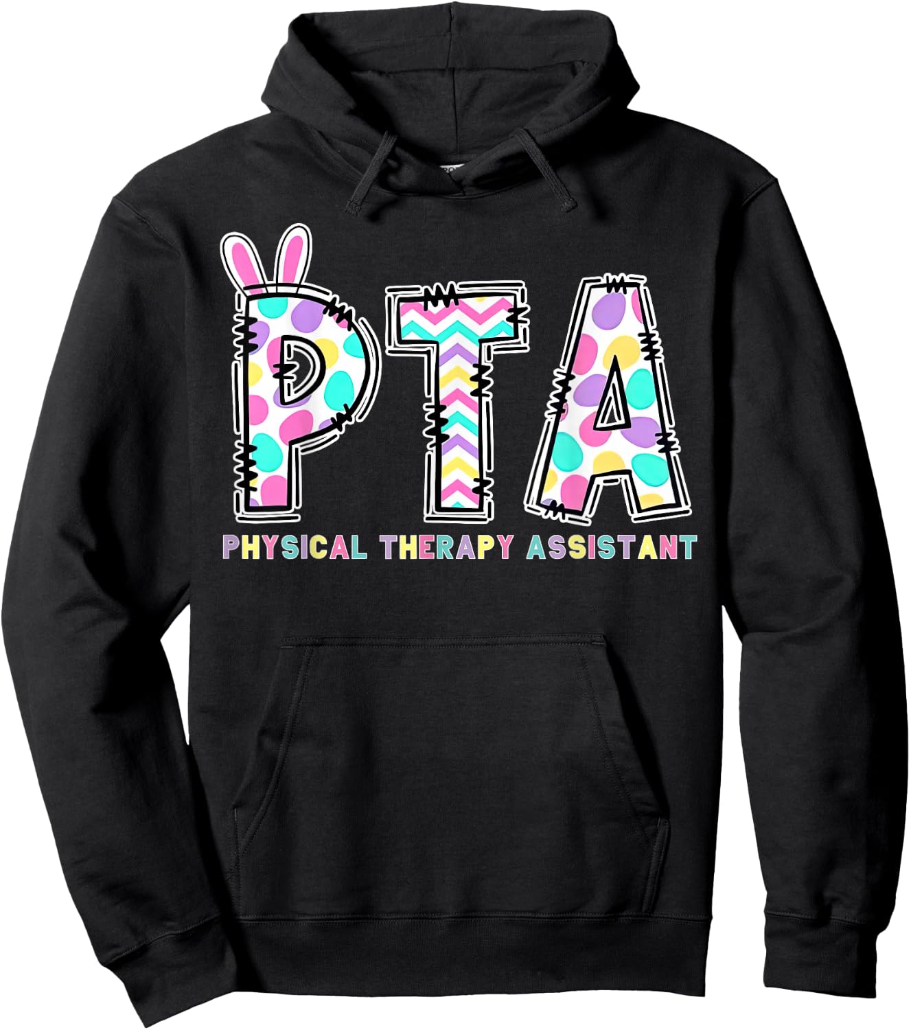 PTA Physical Therapy Assistant Bunny Easter PT Therapist Hoodie - Hoodie | Black