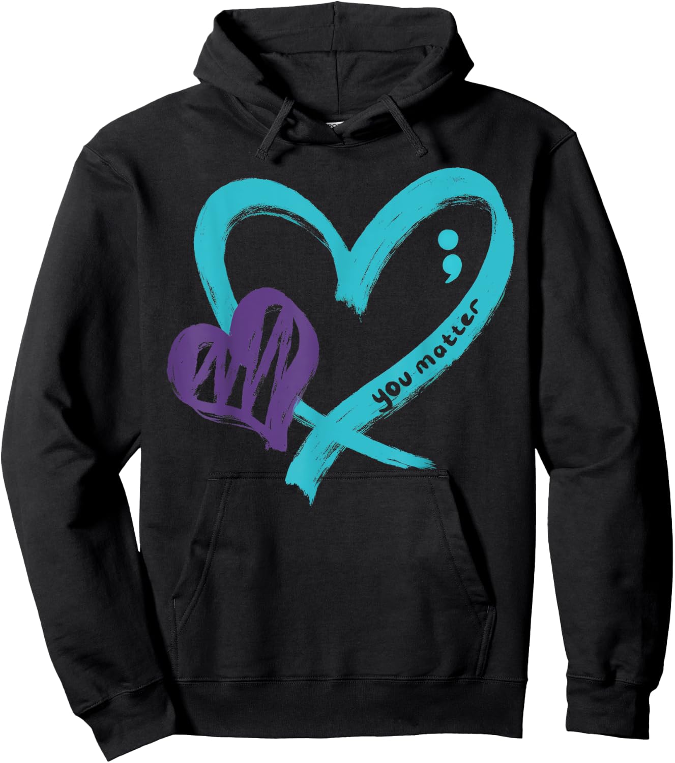 You Matter Suicide Prevention Awareness Teal Purple Heart Hoodie - Hoodie | Black