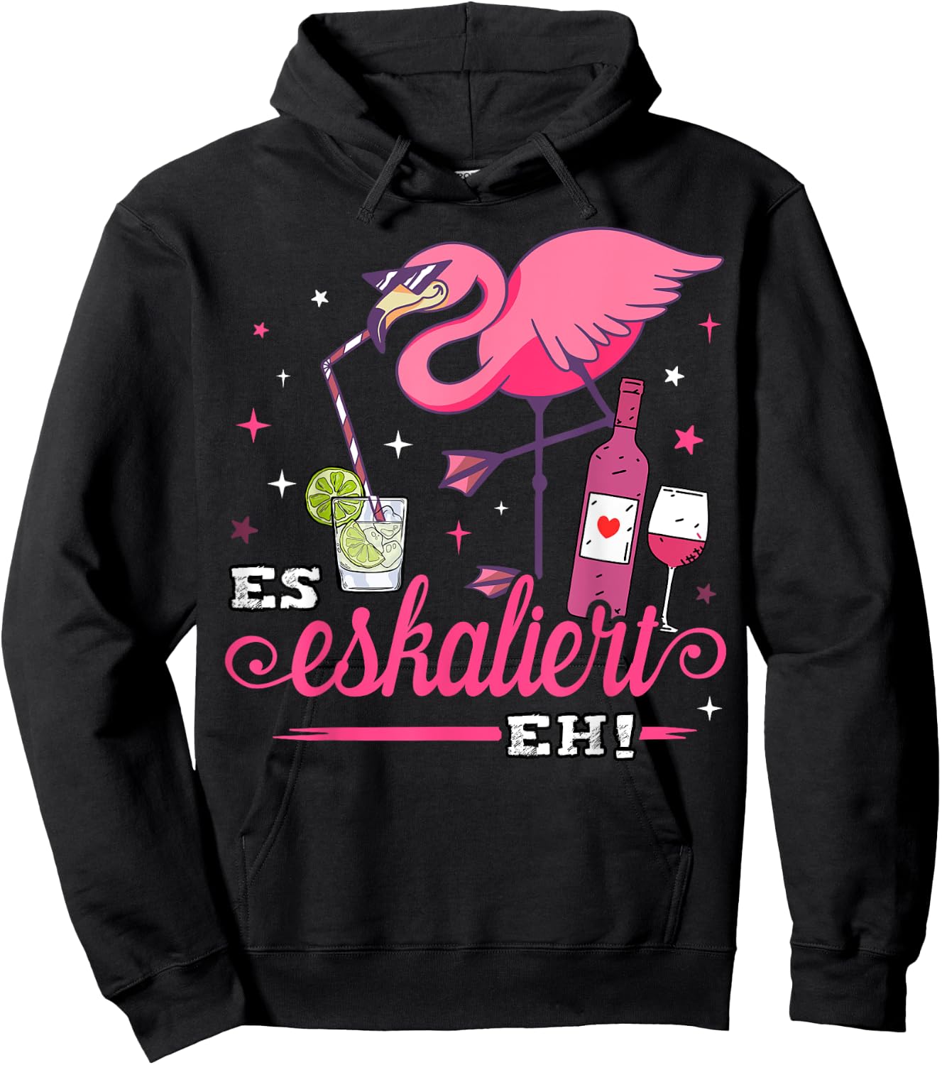 Es eskaliert eh Flamingo Kostüm Malle Party Outfit Frau JGA Hoodie - Hoodie | Black