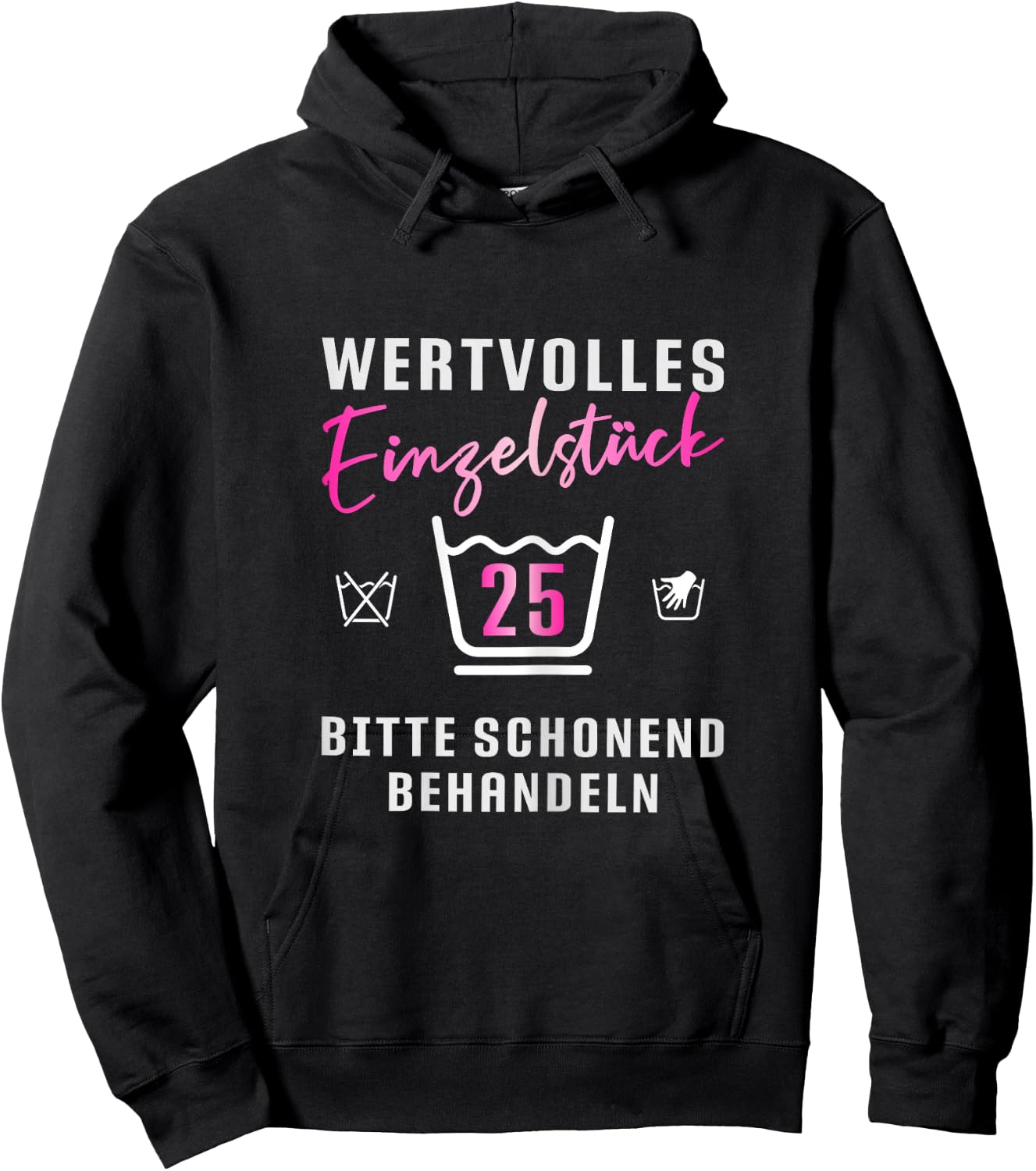Ladies 25th Birthday Washing Symbols Gift 25th Birthday , black Hoodie - Hoodie | Black