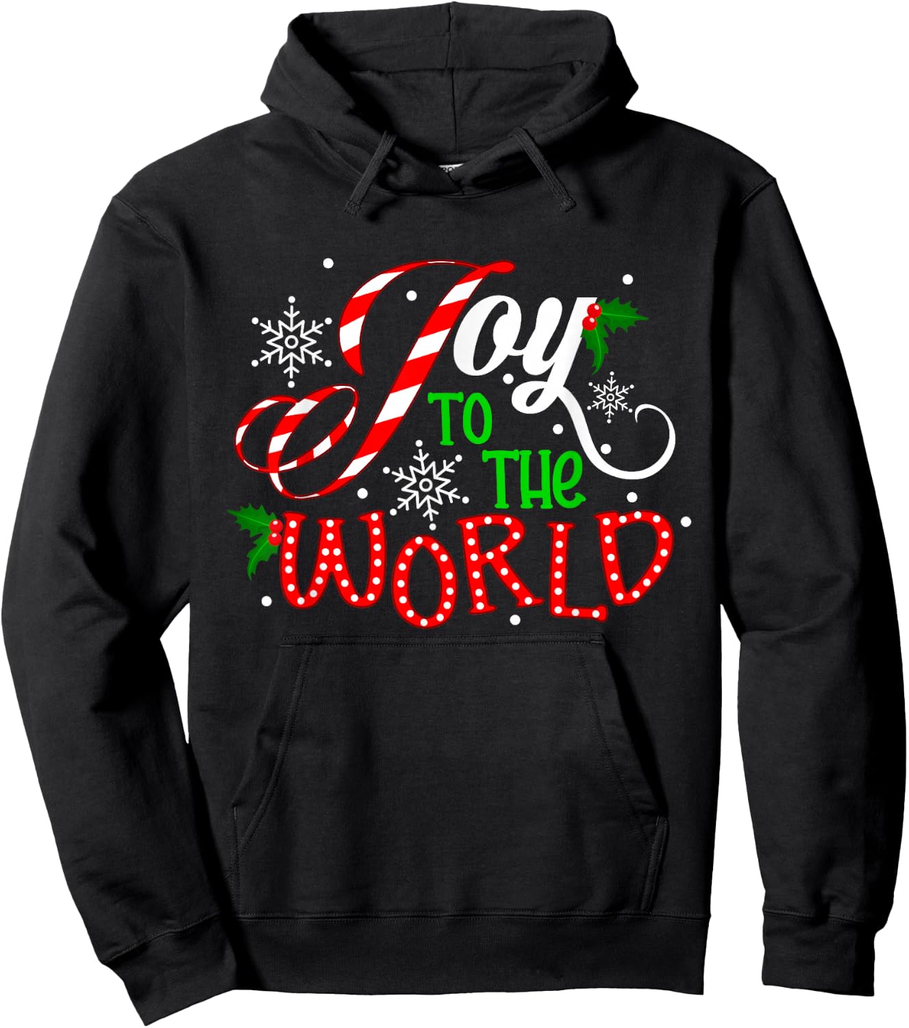 Joy To The World Candy Cane Christmas Pajamas Xmas Kids Hoodie - Hoodie | Black