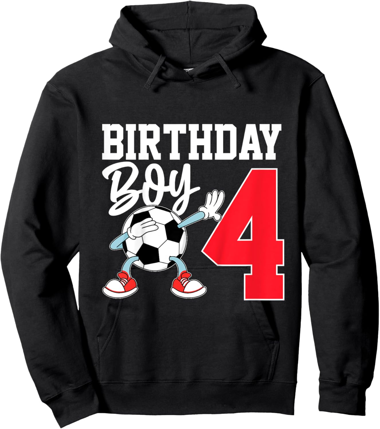 Kids 4th Birthday Shirt Boy Soccer Kids Football Four 4 Year Old Hoodie - Hoodie | Black
