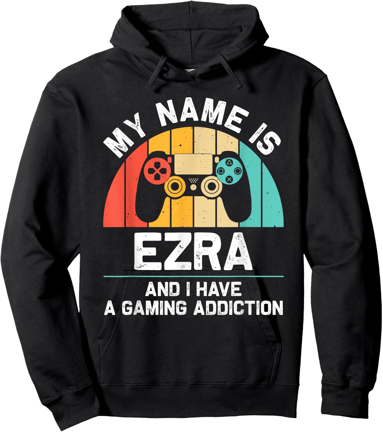 EZRA Gift Name Personalized Funny Gaming Geek Birthday Hoodie - Hoodie | Black