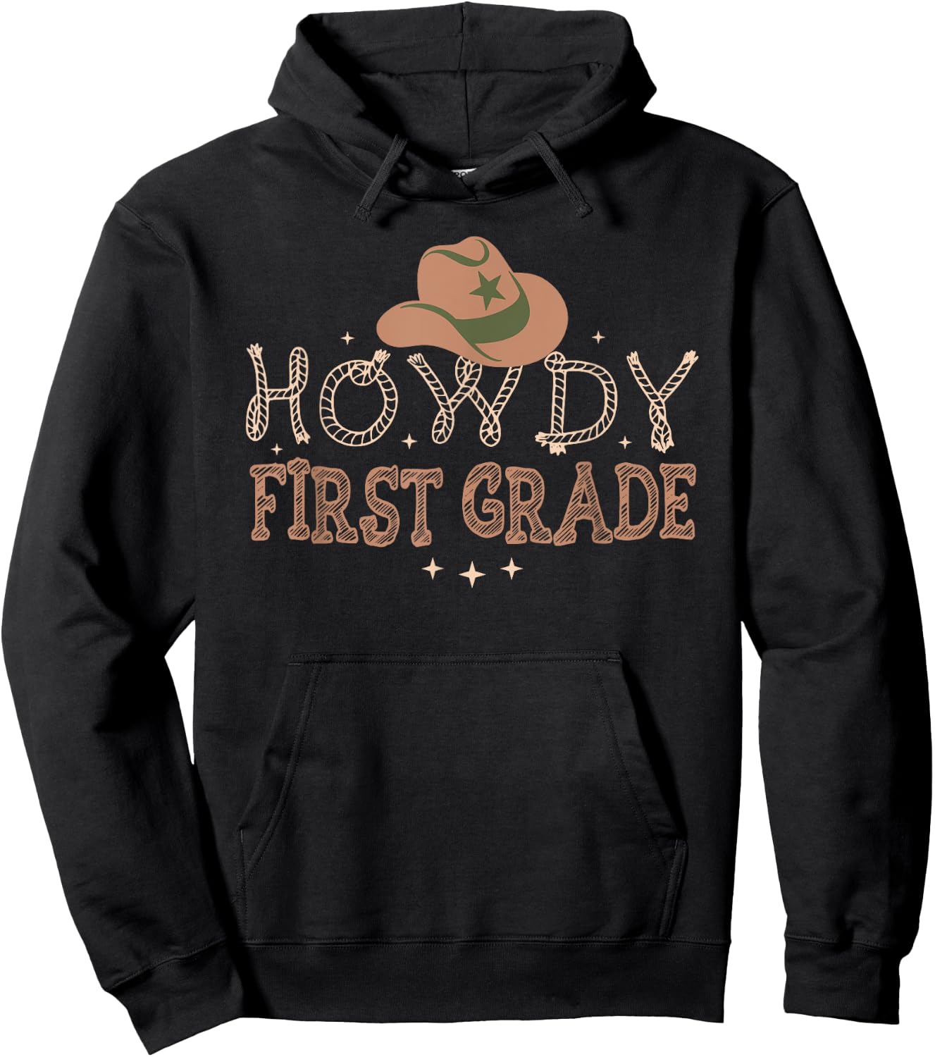 Howdy 1st Grade Teacher Rodeo Back To School Western Cowboy Hoodie - Hoodie | Black