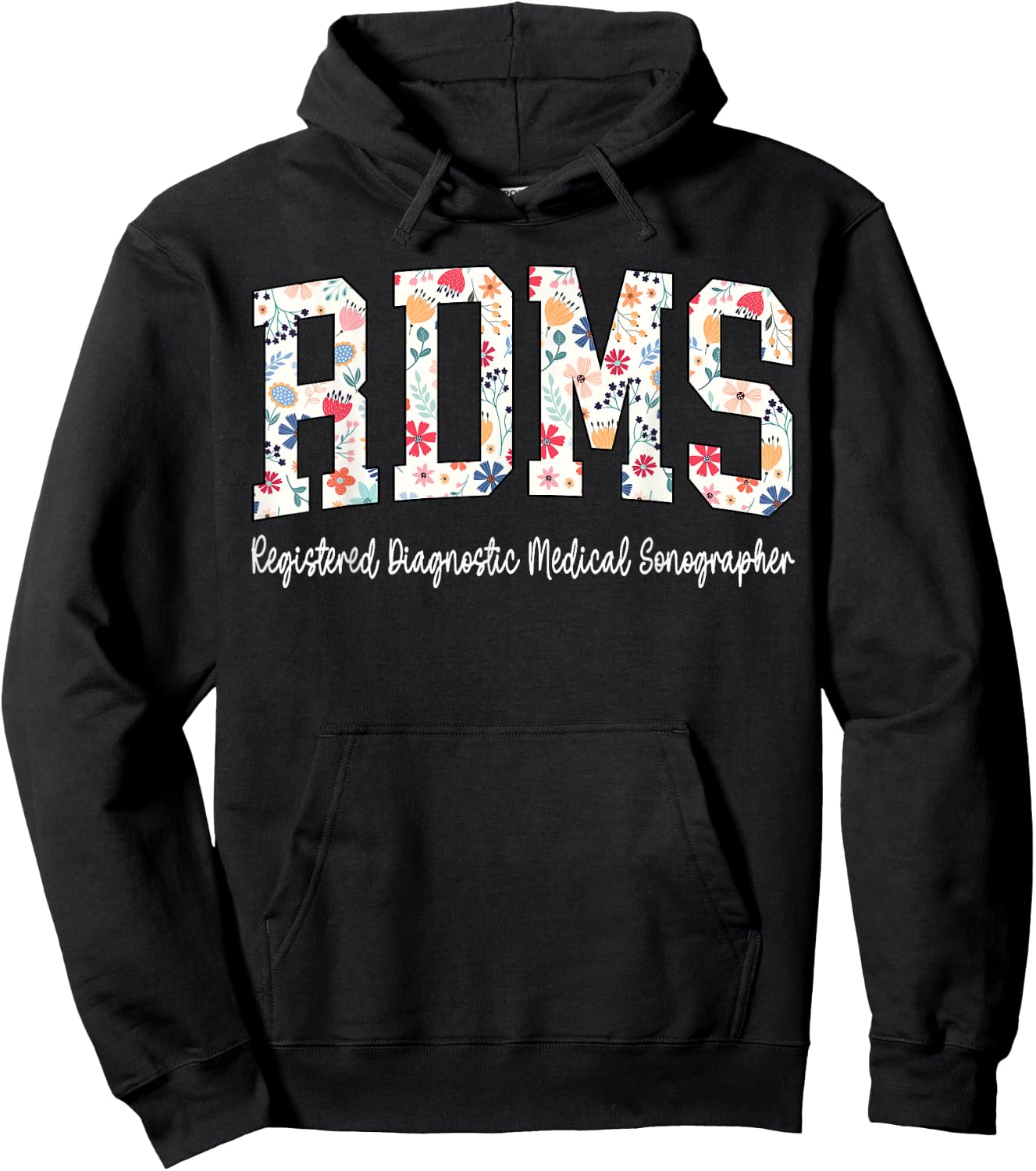 Retro Flower RDMS Registered Diagnostic Medical Sonographer Hoodie - Hoodie | Black