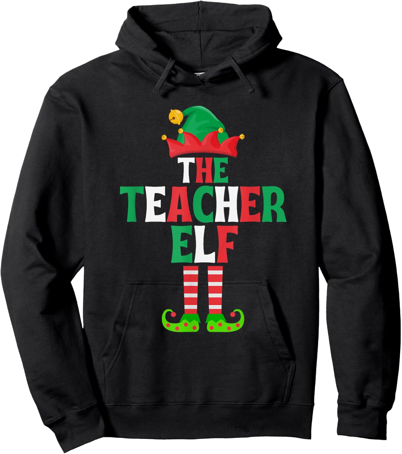 The Teacher Elf - Funny Matching Family Group Christmas Hoodie - Hoodie | Black