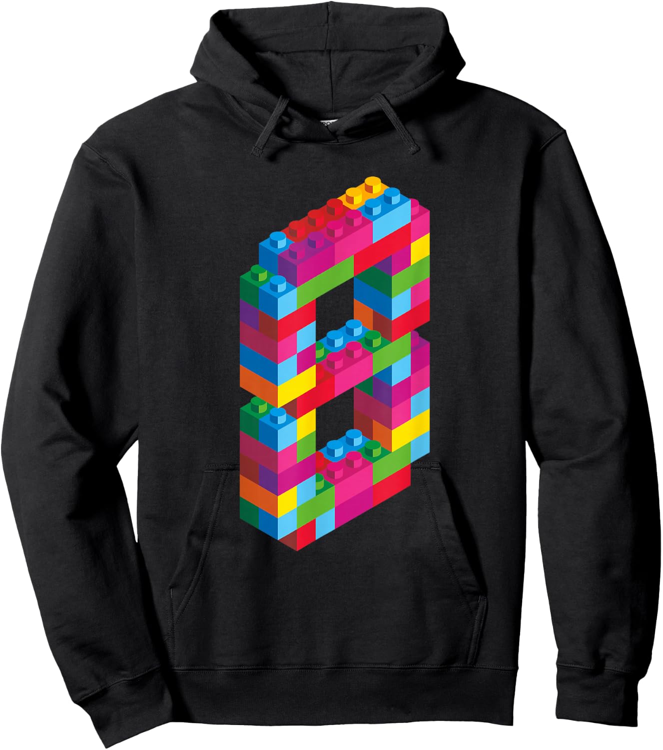 Children's 8 Years Old Building Blocks Birthday Bricks 8 , black Hoodie - Hoodie | Black