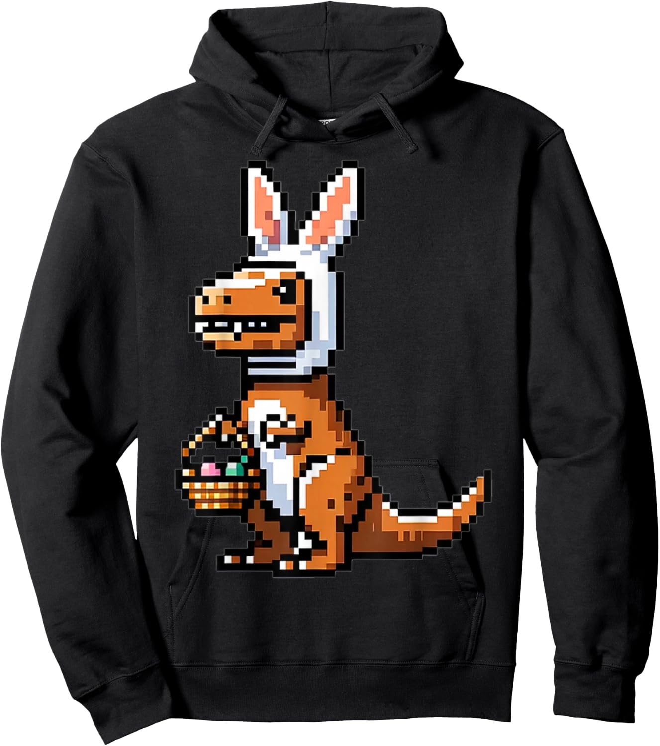 Verpixelter Dino Osterhase T-Rex Frohe Ostern Videospieler Hoodie - Hoodie | Black